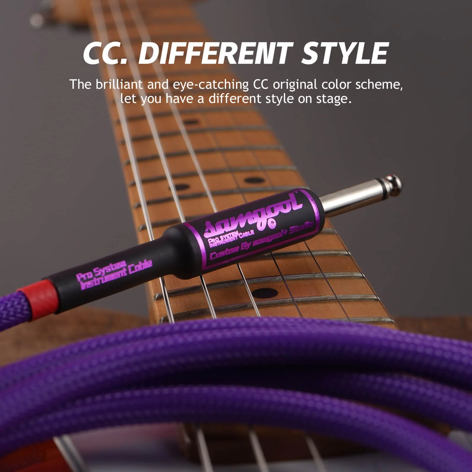 10ft Guitar Cable, 1/4 Inch Straight/Angle Instrument Cable, Electric Cord Guitar Amp Cord for Bass Amp and Instruments (CC Purple Braided) 10ft CC Purple-Braided - Image 2