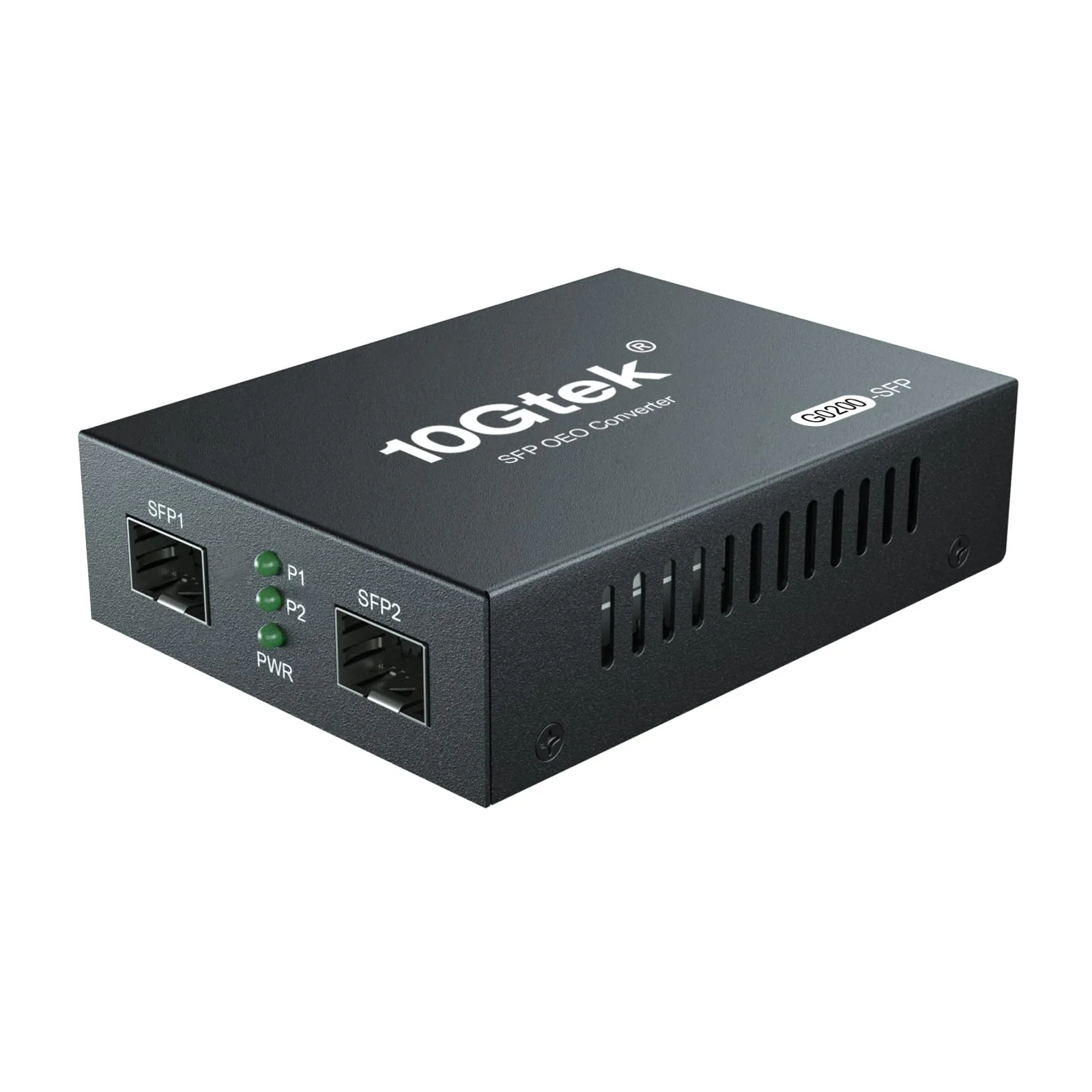 10GTEK 1.25G/2.5Gbps Two Ports SFP OEO Mode Converter, Optical-Electrical-Optical Wavelength/Fiber Mode/Fiber Count Converter, SFP Repeater (Without Transceiver)