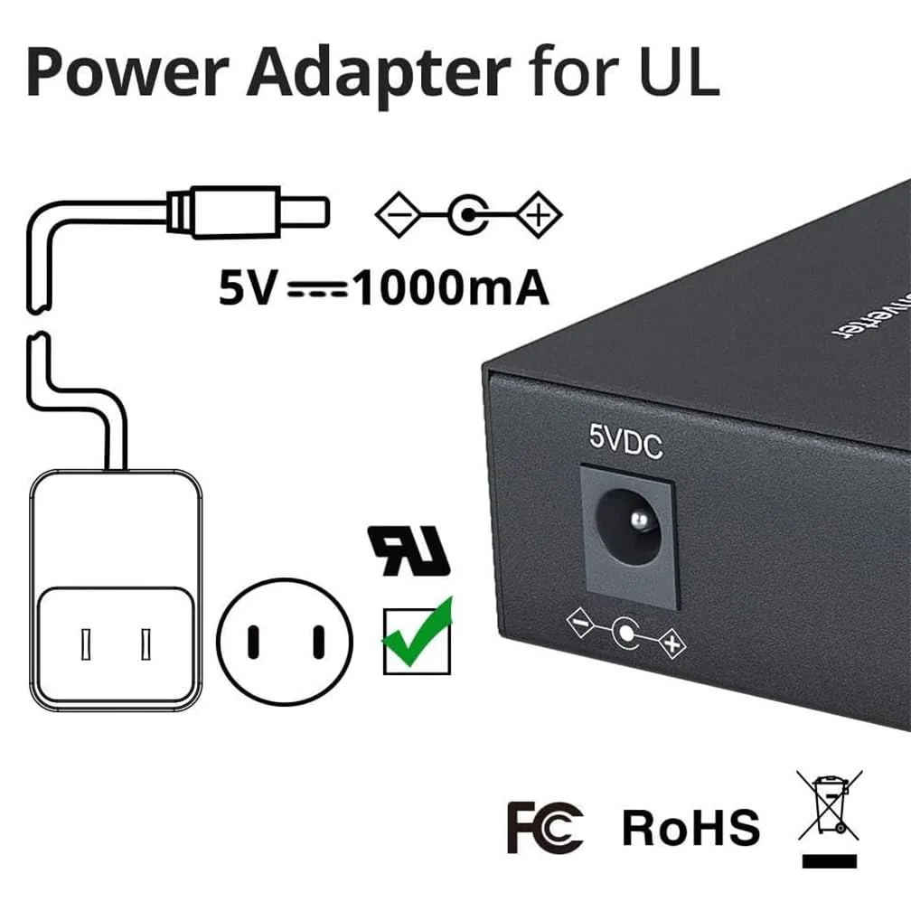 10Gtek 1.25G Gigabit MultiMode Fiber to Ethernet Media Converter, MMF Dual SC Fiber to Ethernet Copper RJ45 Converter for 10/100/1000Base-Tx to 1000Base-SX, UL Certified, up to 550-m 550m X1 - Image 4