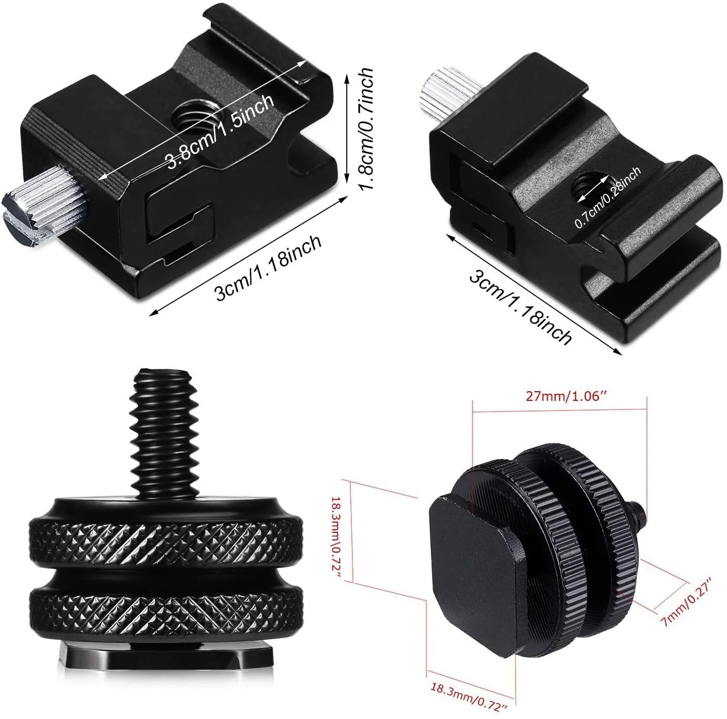 10pcs 1/4 Inch Cold Shoe Mount Adapter and Hot Shoe Flash Stand Adapter Kit for DSLR Camera Rig, Camera Flash Shoe Mounts for Light Tripod - Image 5