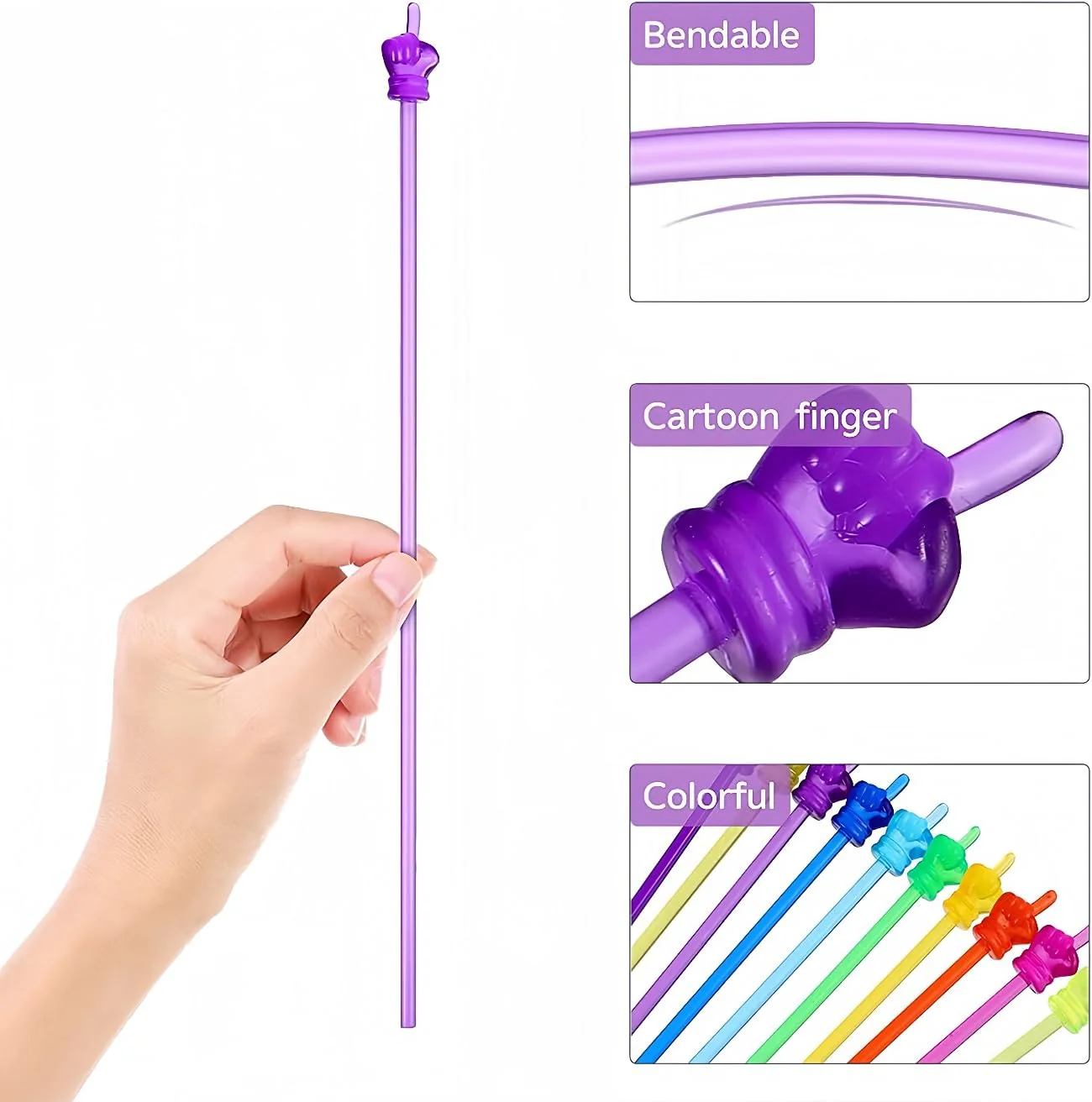10PCS Children Finger Reading Stick Point Reading Pen Kindergarten Student Teacher Teaching Reading Picture Book Finger Shape Mini Pointer Stick (A-Transparent) A-Transparent - Image 3
