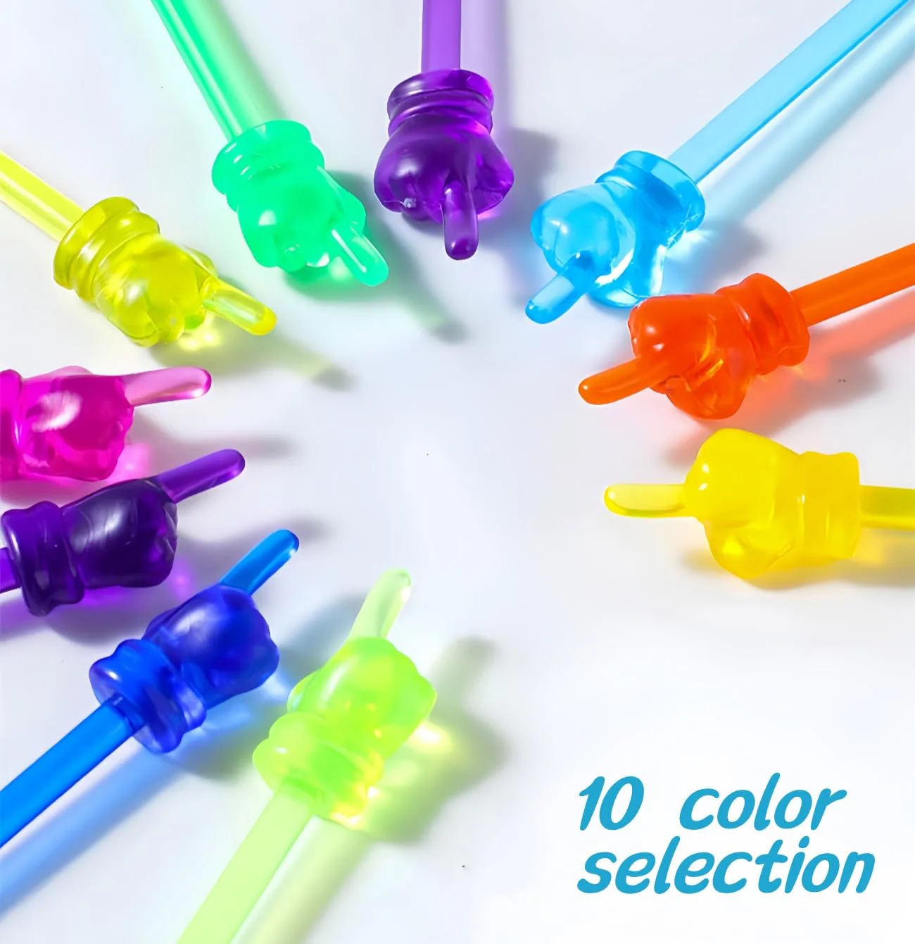 10PCS Children Finger Reading Stick Point Reading Pen Kindergarten Student Teacher Teaching Reading Picture Book Finger Shape Mini Pointer Stick (A-Transparent) A-Transparent - Image 5