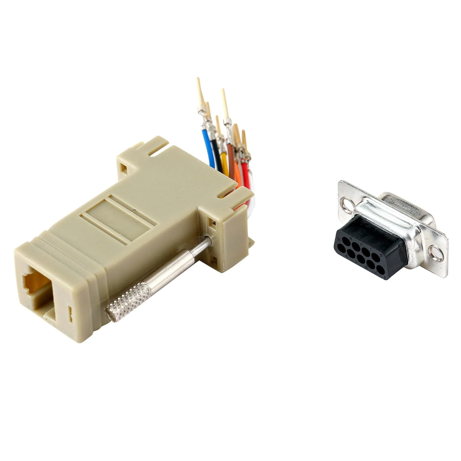 10PCS DB9 Female Ethernet Adapter, 9 Pin Serial Port Female to RJ45 Ethernet LAN Extend Modular Converter, F/F - Image 5