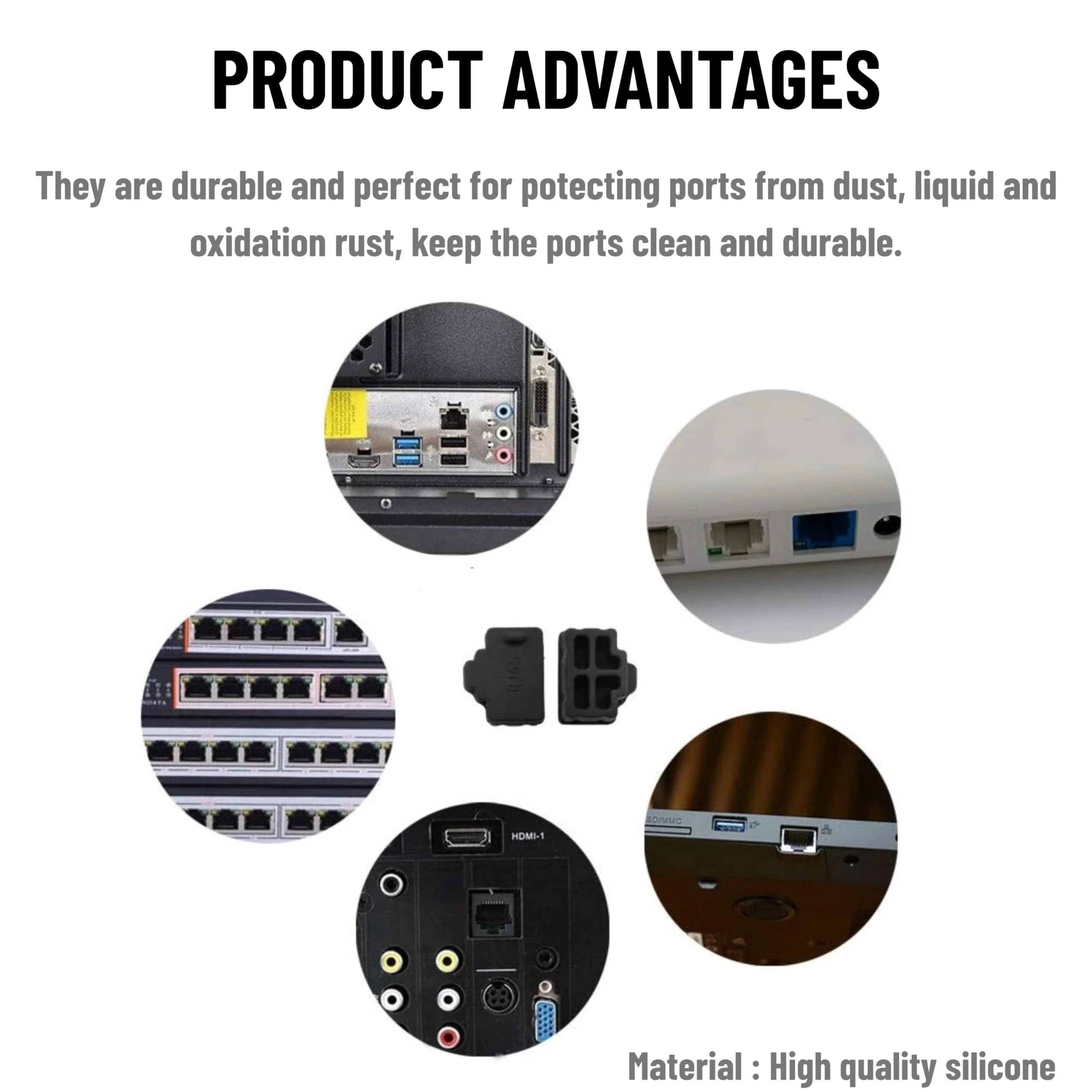 10Pcs Ethernet Dust Cover, RJ45 Anti-Dust Silicone Plugs Protector Stopper Cap for Female Port Protector/Blocker, Port Protector for Switch, Router, Media Converters - Image 5