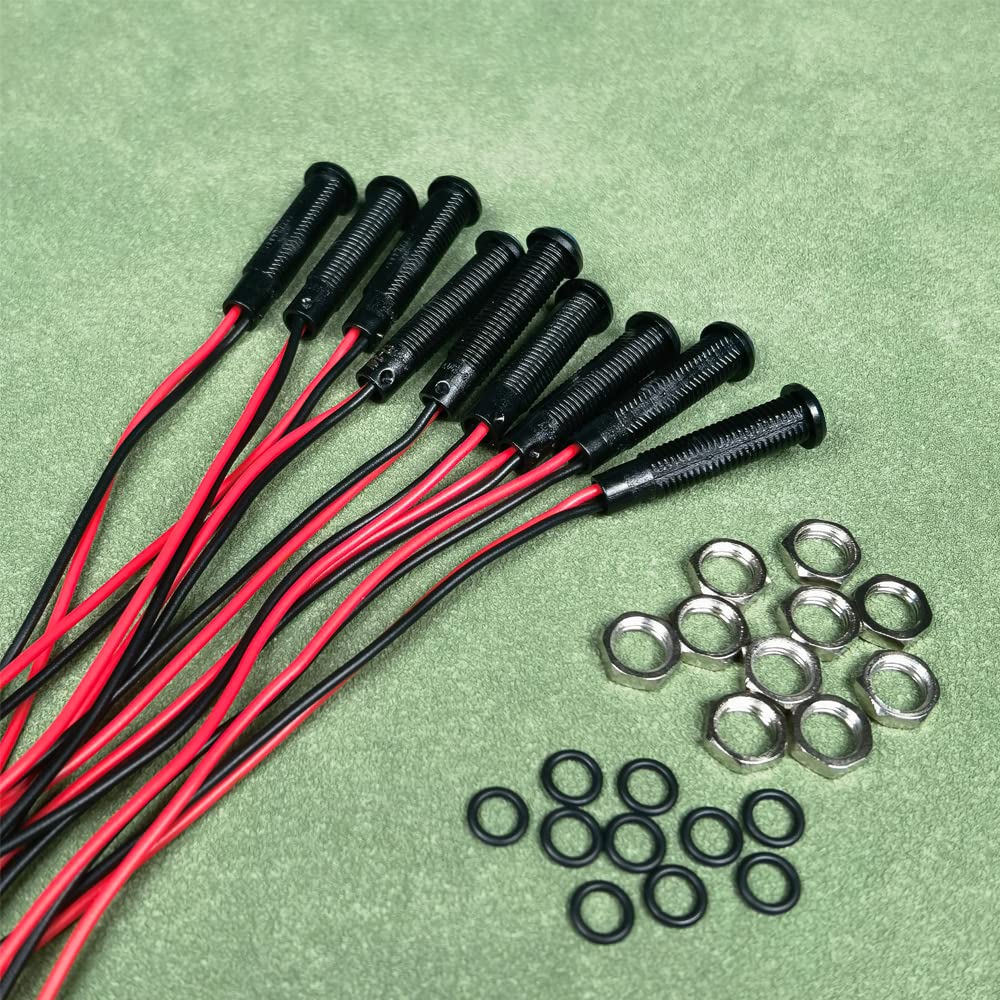 10pcs LED Plastic Indicator Pilot Light AC/DC 12-24V Mounting Hole Size 6mm(Red) red/12-24V/black shell - Image 3