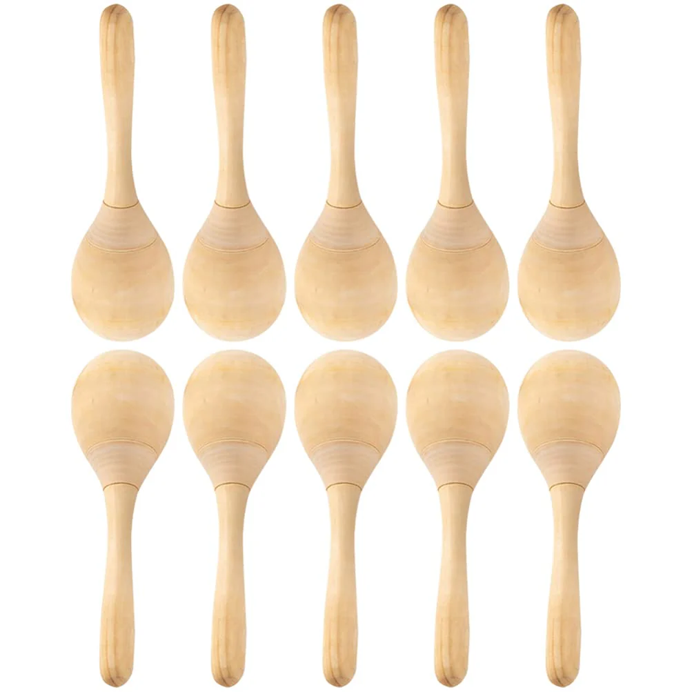 10Pcs Maracas Hand Percussion Rattles DIY Wood Maracas with Crisp Blow Sound for Music Party Favors 7.86X2.36X2.36Inch