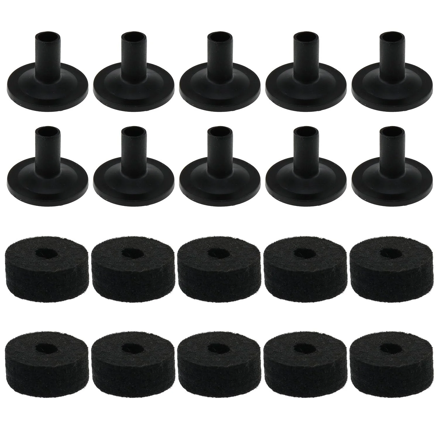 10Sets Cymbal Stand Felt Fisher Kit Plastic Drum Cymbal Stand Sleeves Drum Accessories, Black