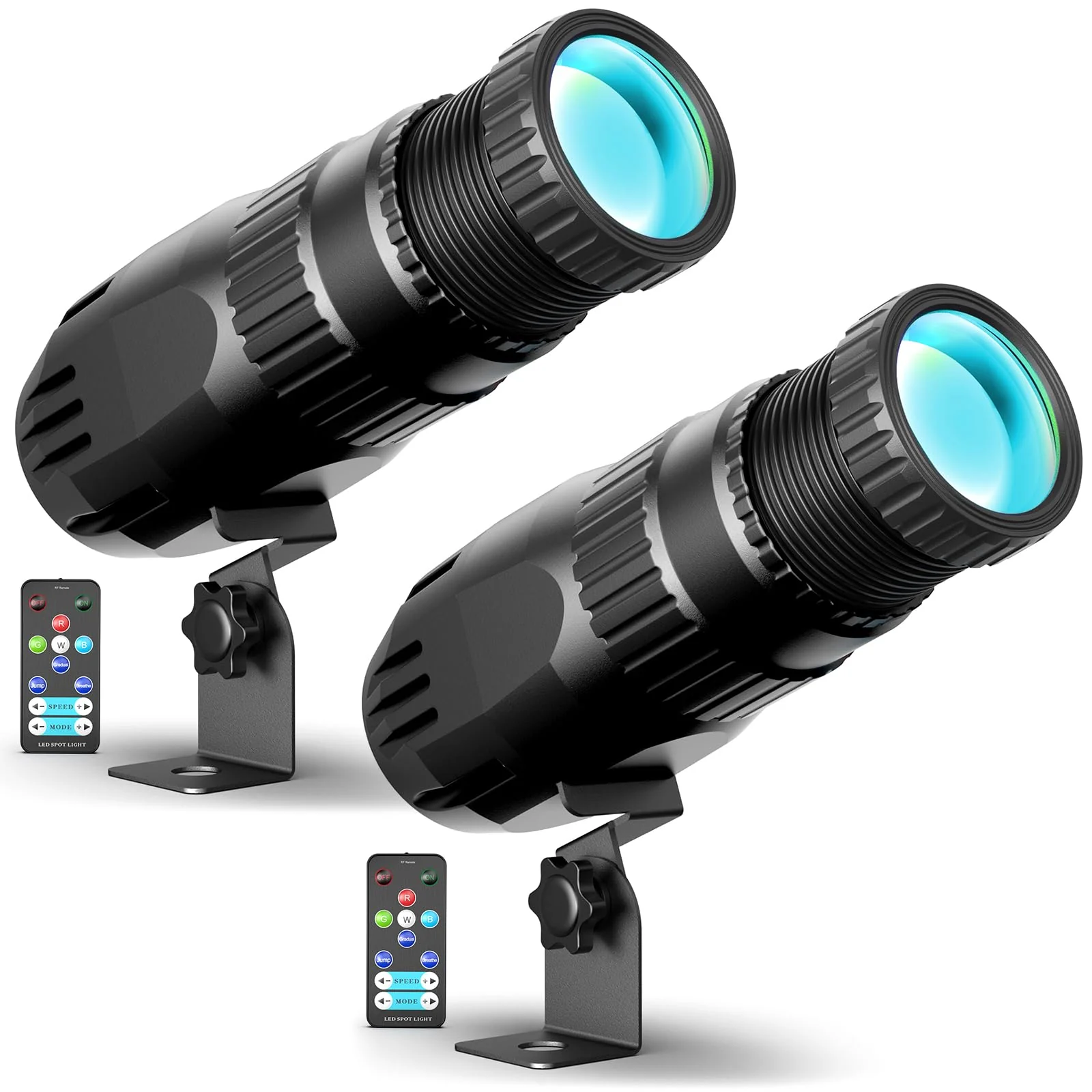 10W RGBW 4 in 1 Mini Pinspot Lights Wireless Control Spotlight Super Bright Beam Pin Spot Light Disco Ball Lights Jump Gradual Breathe Modes for Disco Party Club Wedding Theater(Black, 2) Black