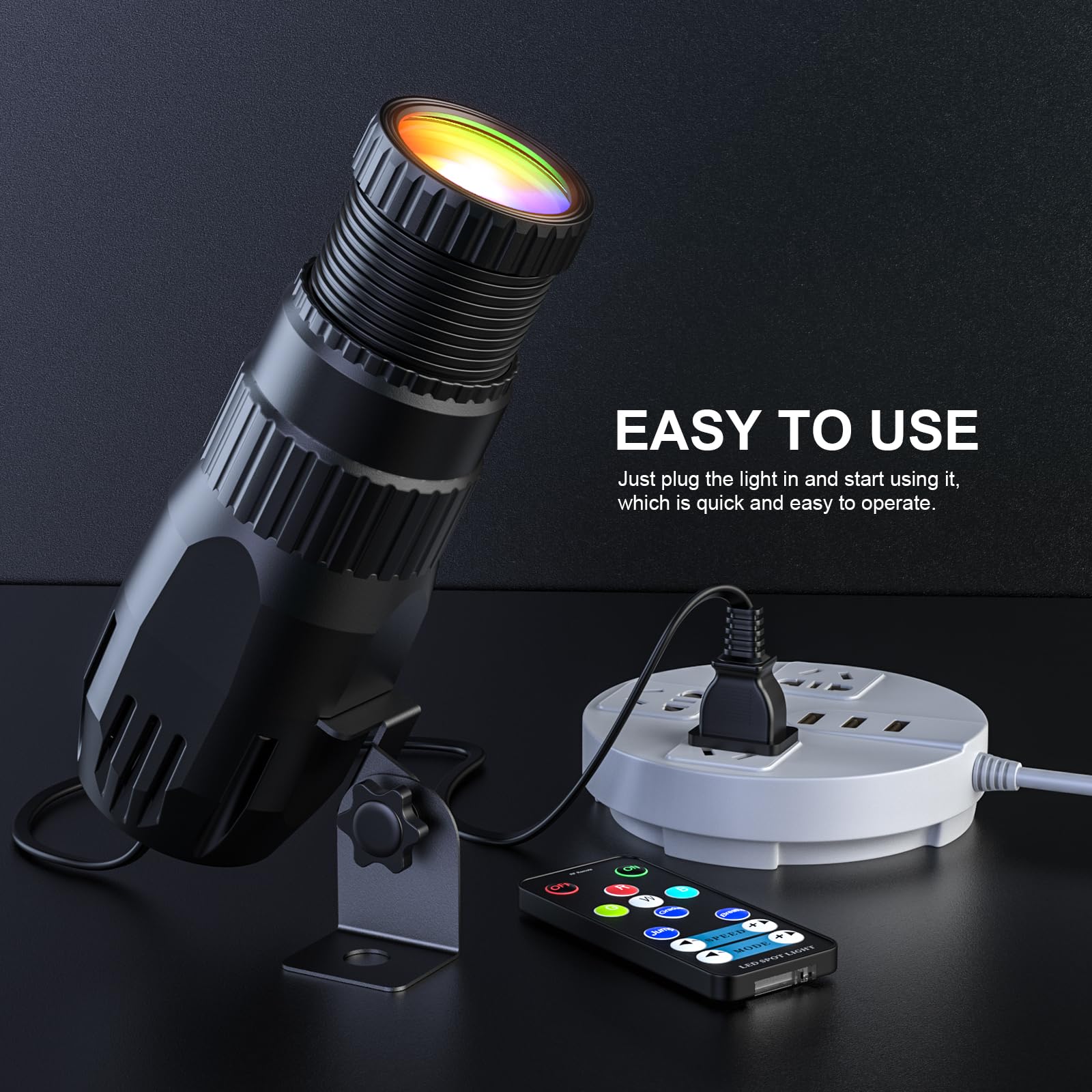 10W RGBW 4 in 1 Mini Pinspot Lights Wireless Control Spotlight Super Bright Beam Pin Spot Light Disco Ball Lights Jump Gradual Breathe Modes for Disco Party Club Wedding Theater(Black, 2) Black - Image 5