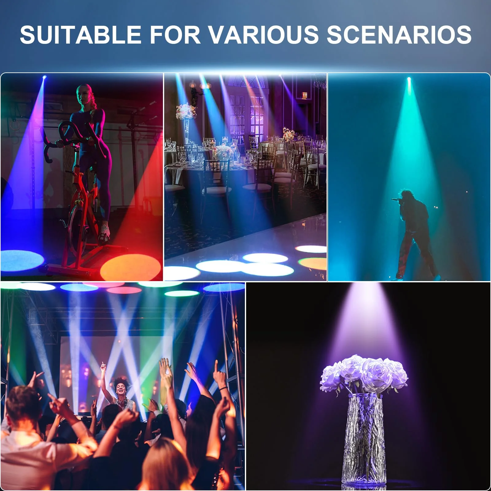 10W RGBW 4 in 1 Mini Pinspot Lights Wireless Control Spotlight Super Bright Beam Pin Spot Light Disco Ball Lights Jump Gradual Breathe Modes for Disco Party Club Wedding Theater(Black, 2) Black - Image 7