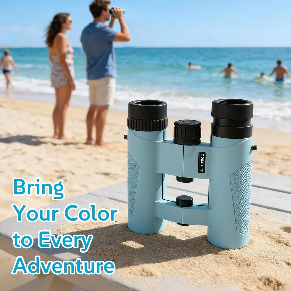 10x25 HD Binoculars for Kids & Adults – Lightweight Blue Mini Binoculars with 10X Magnification, FMC Lenses & Easy Focus, Portable Binoculars for Children and Adults, Travel, Bird Watching, Hiking - Image 2