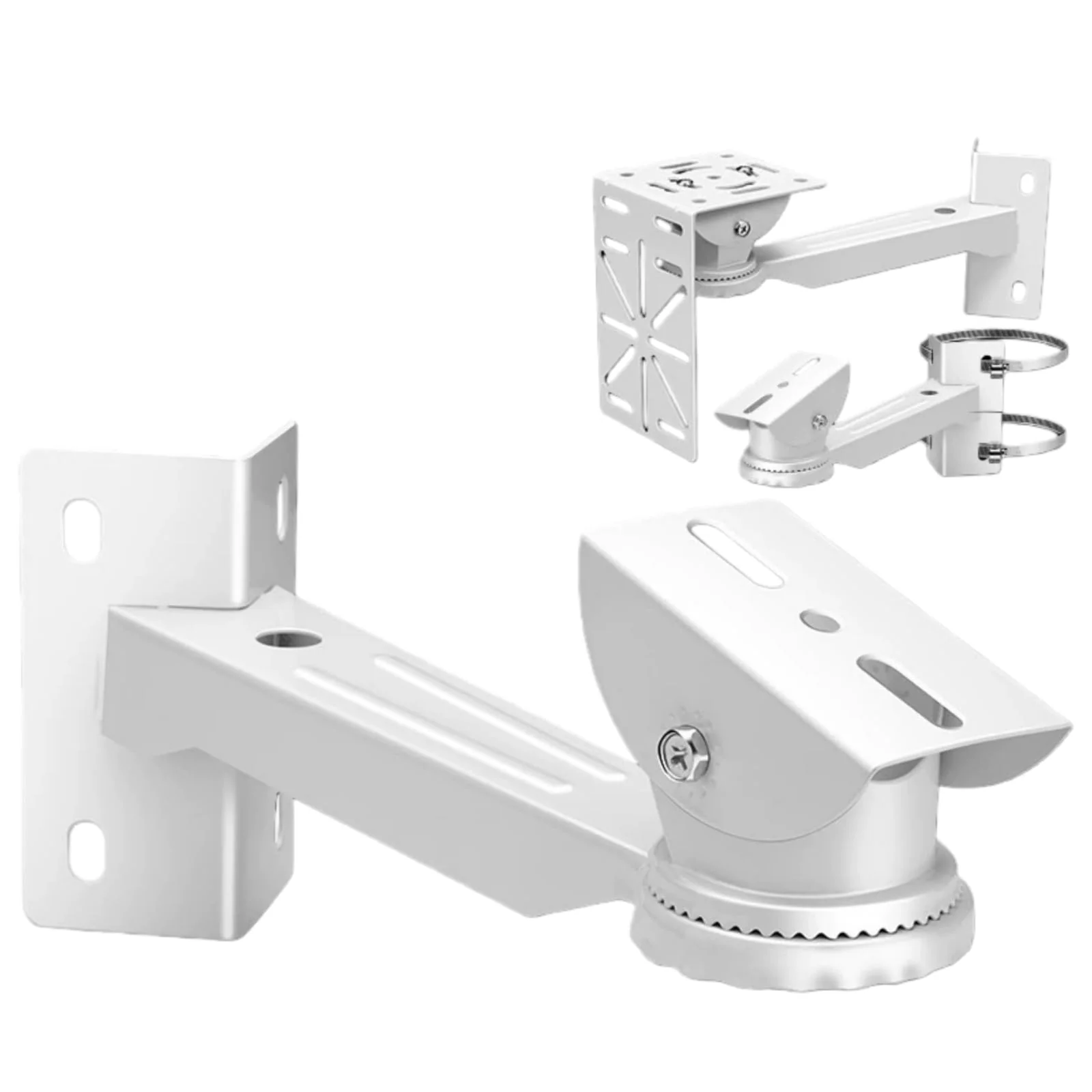 11.8" Heavy Duty Pole Mount Camera Bracket - 2 Stainless Steel Hose Clamps & L - Adapter, Indoor Outdoor for Small Business & Home CAM-MNT-11.8IN-PM-STD - Image 2