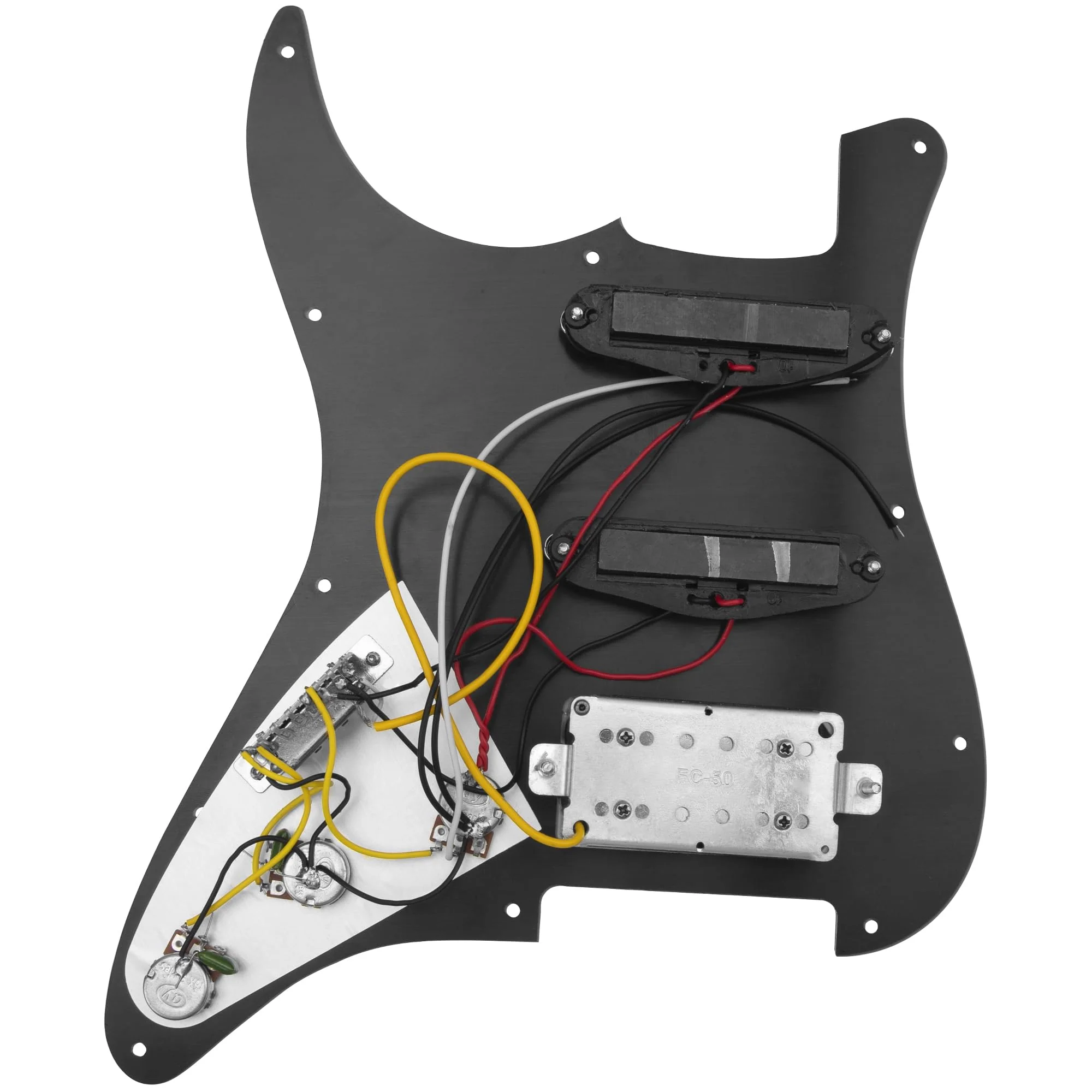 11-Hole 3-Ply SSH Prewired Loaded Pickguard Humbucker Pickups Set Compatible with Fender Stratocaster Squier Electric Guitar (3Ply Black Pearl) 3Ply Black Pearl - Image 2