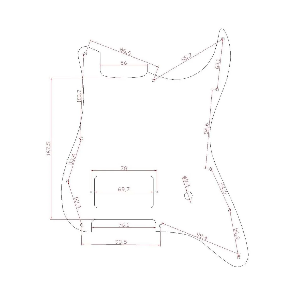 11 Hole ST/Strat Style One Humbucker Guitar Pickguard For USA/Mexico Fender Tom Delonge Strat Electric Guitar Black 3Ply - Image 2