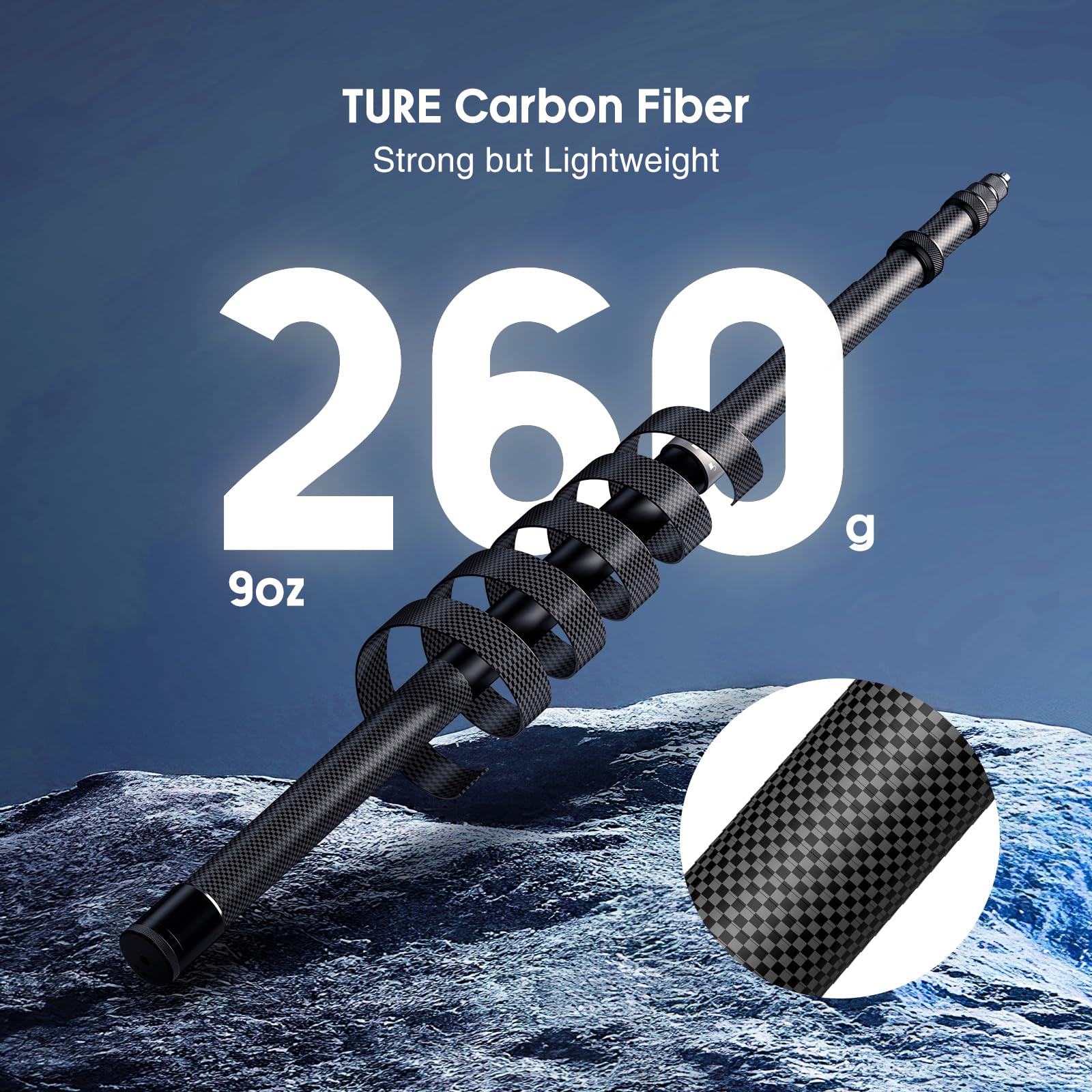 118"/3.0m Invisible Selfie Stick Carbon Fiber, 9.8ft Extended Super Long Pole Compatible with Insta360 X4 X3 ONE X2, ONE R, ONE X, ONE GO 3S 3 2 Action 360 Camera (17 to 118") - Image 4