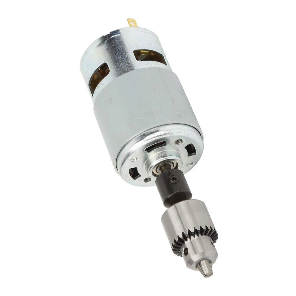 12-30 V Micro Motor Set 775 High-Performance Large Torsion Electric Motor Ball Bearing Shaft with Fan, Chuck, Wrench and Shaft Sleeve - Image 3