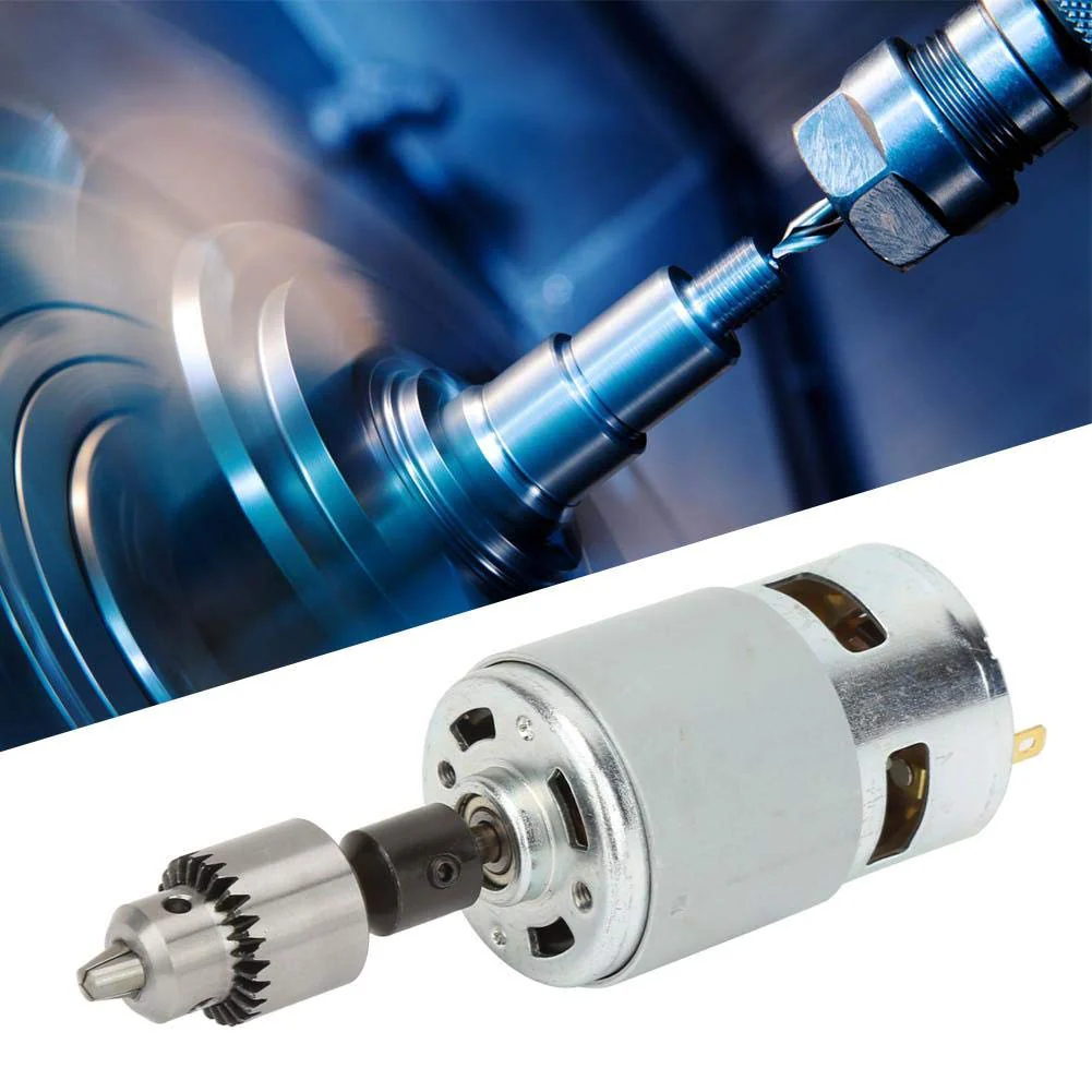 12-30 V Micro Motor Set 775 High-Performance Large Torsion Electric Motor Ball Bearing Shaft with Fan, Chuck, Wrench and Shaft Sleeve - Image 4
