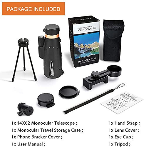12×60 Monocular Telescope with Smartphone Holder & Upgraded Tripod, High Powered SMC & BAK4 Scope, Birthday Gifts for Men Dad Him Husband Teen, White Elephant Gift, Outdoors Survival Hiking Gear - Image 8