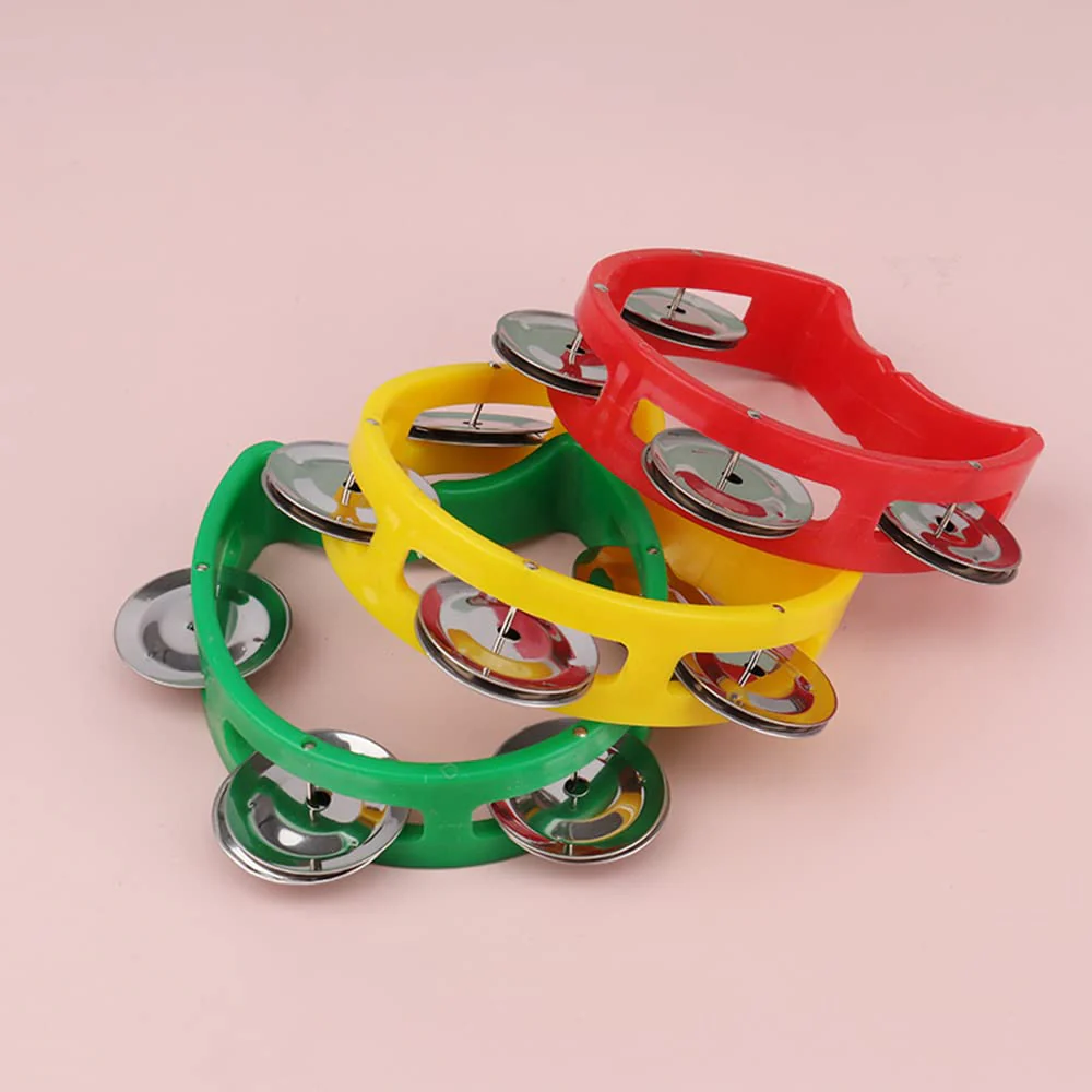 12 Pack Plastic Percussion Tambourine Hand Tambourine Bells, Mini Percussion Tambourines Bulk Hand Held Percussion Drum Musical Rhythm Instrument for Adults Kids Party Supplies(4 Colors) 12 Pack - Image 4