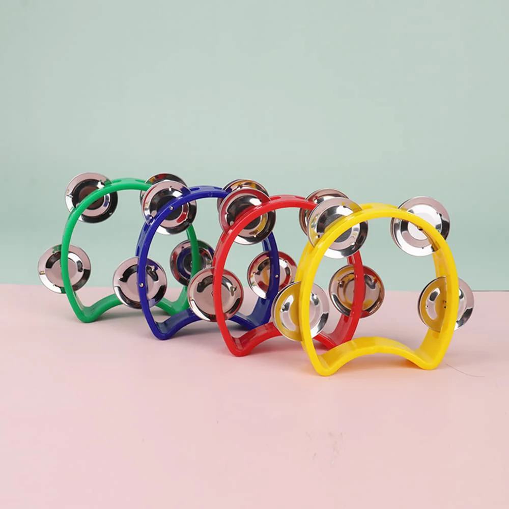 12 Pack Plastic Percussion Tambourine Hand Tambourine Bells, Mini Percussion Tambourines Bulk Hand Held Percussion Drum Musical Rhythm Instrument for Adults Kids Party Supplies(4 Colors) 12 Pack - Image 5