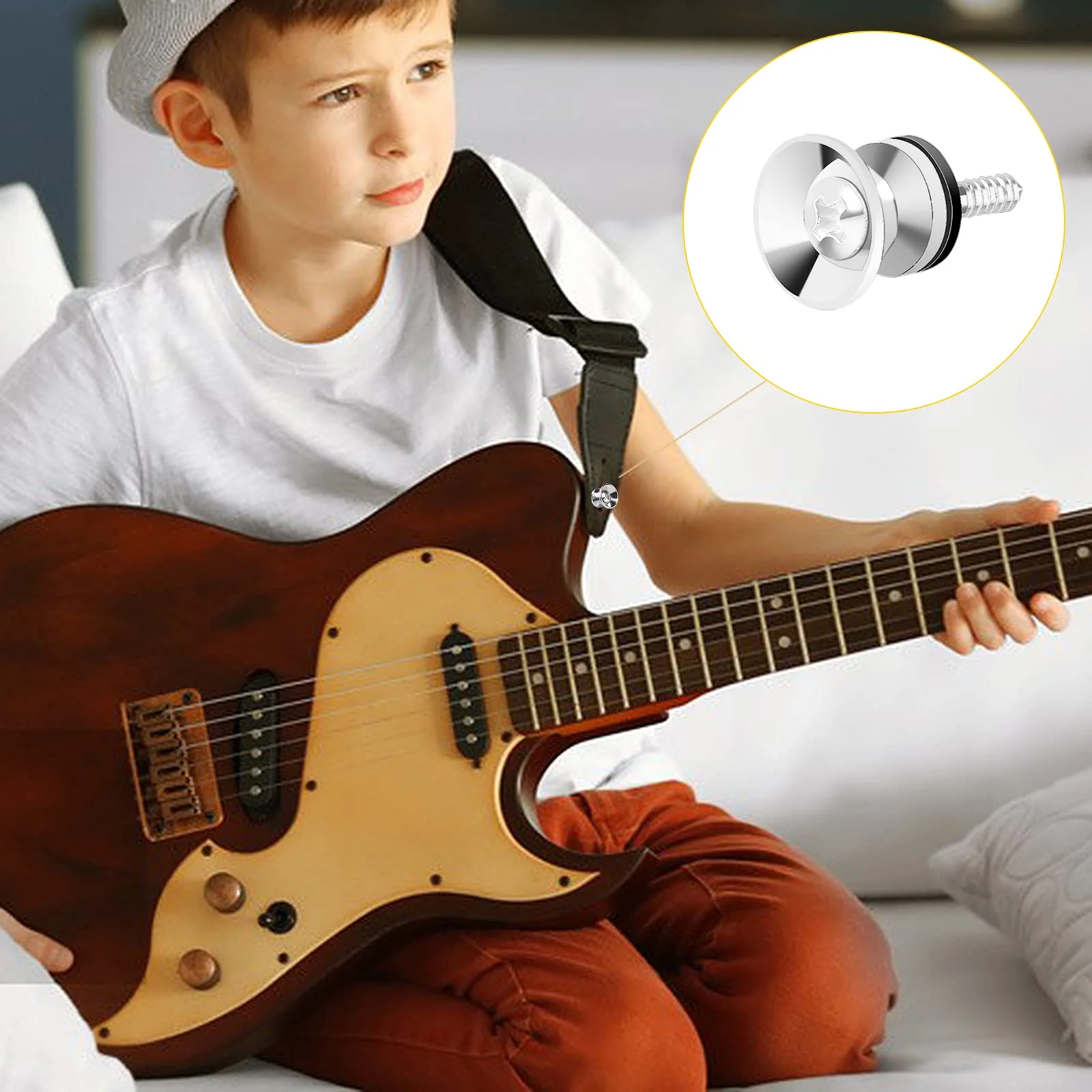 12 Pcs Guitar Strap Button Lock Pins,Strong Metal Guitar Strap End Pins with Screws and Rubber Blocks Anti-slipping Guitar Strap Lock Parts Accessories for Acoustic Guitar Electric Guitar Bass Ukulele - Image 6