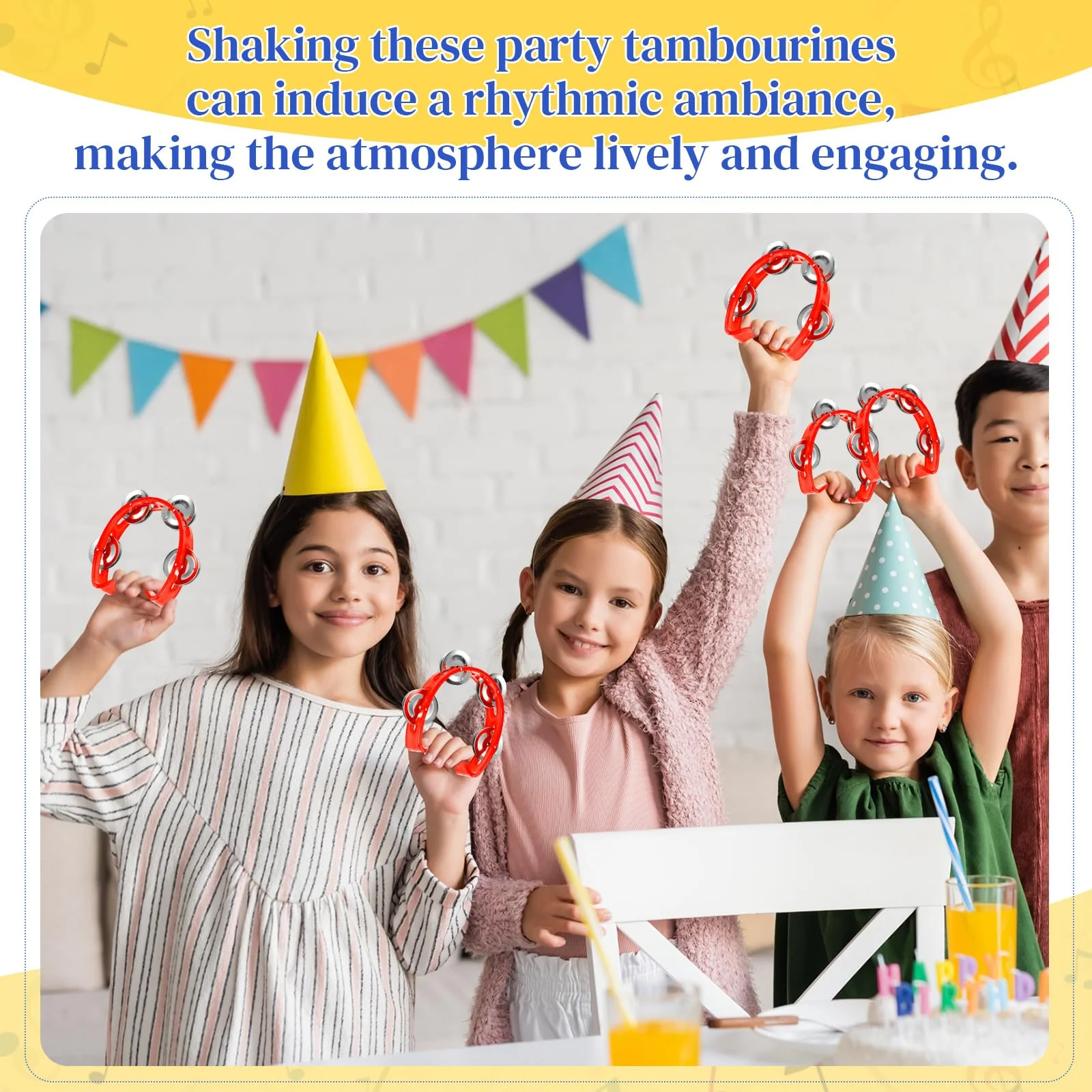 12 Pcs Plastic Percussion Tambourine with 4 Bells Rhythm Musical Instruments for Adults Hand Tambourine Hand Held Percussion Drum for Party Kindergarten Family School Supplies (Red) Red - Image 6