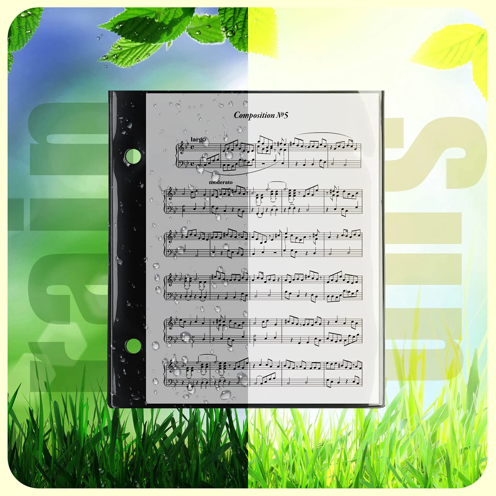 12 Pieces Flip Folder Pages Flip Folio Marching Band Music Files Holder Sheet Musical Flip Folder with 2 Holes 7.5 x 6.3 Inches PVC Waterproof Window Pages for Music Files (Black, Single Side) Black - Image 6