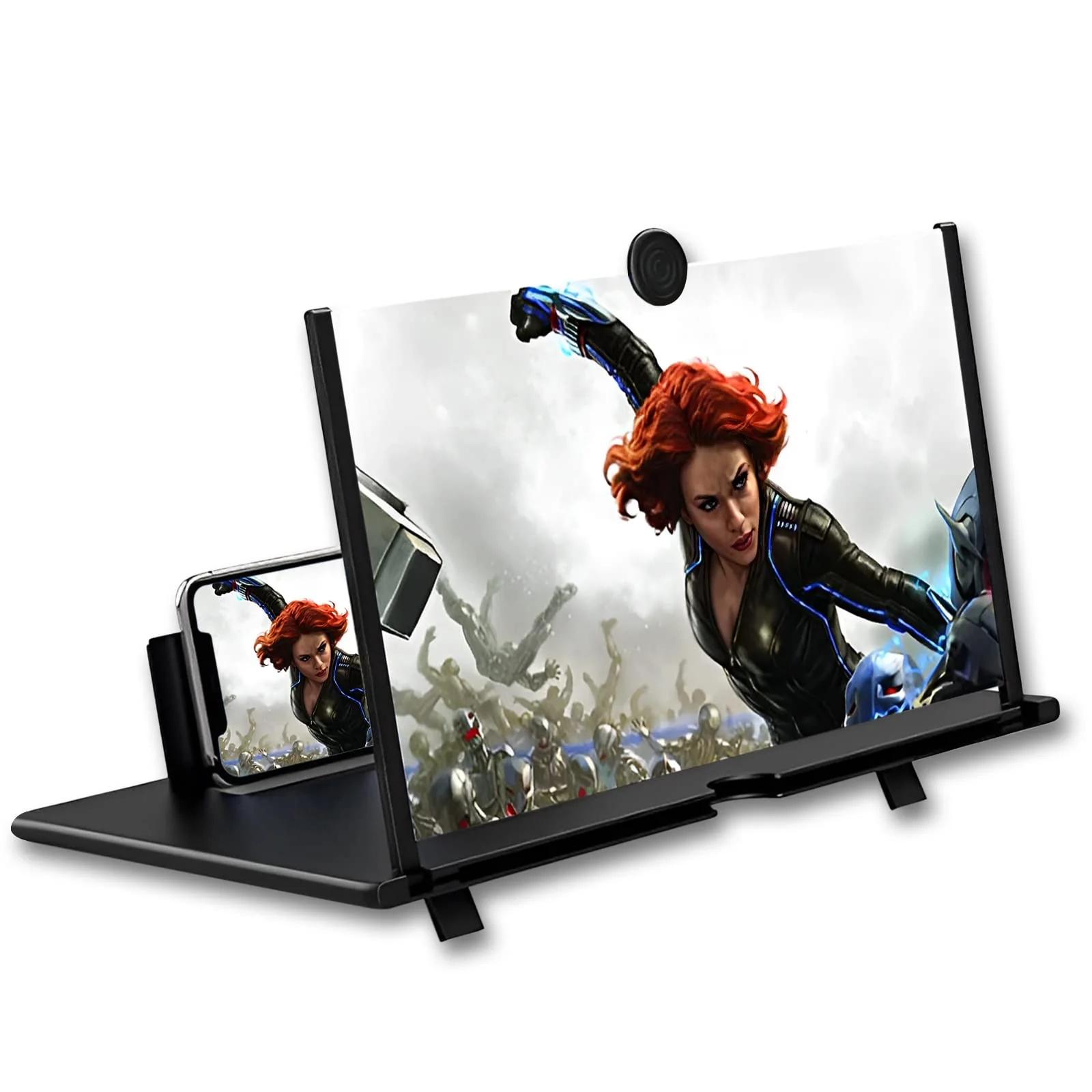 12" Screen Magnifier for Smartphone 3D HD Mobile Phone Screen Magnifier Video Expandable HD Screen Foldable for Watching Movies Videos, Playing Games, for All Smartphones(Black) 12"