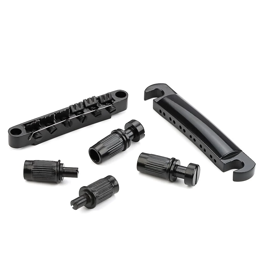 12 String Saddle Tune-O-Matic Bridge & Tailpiece Set For Lp Electric Guitar Parts Black - Image 3