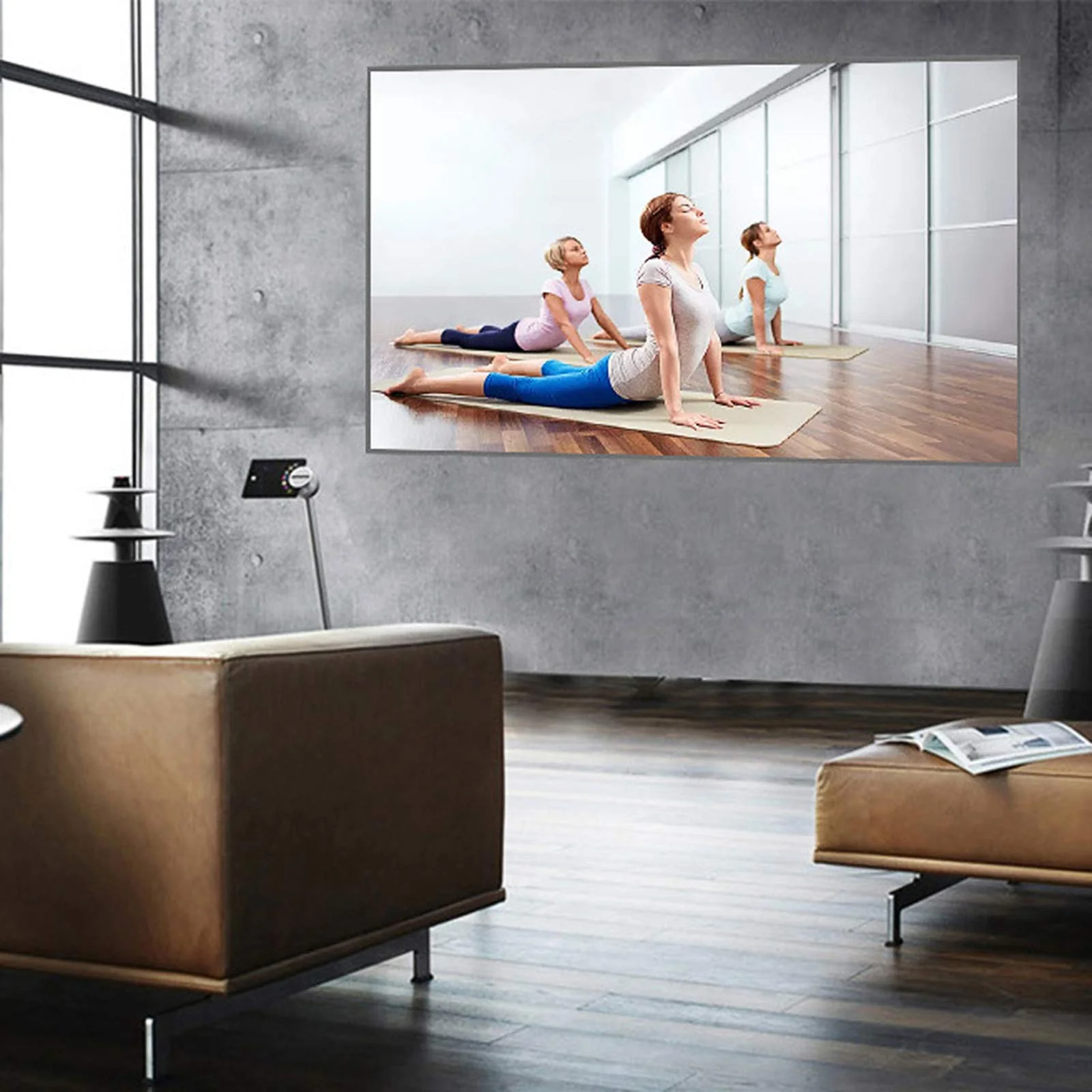 120-inch Portable Projector Screen HD 16:9 Frameless Video Projection Screen Foldable Wall Mounted for Home Theater Office Movies 120-inch - Image 8
