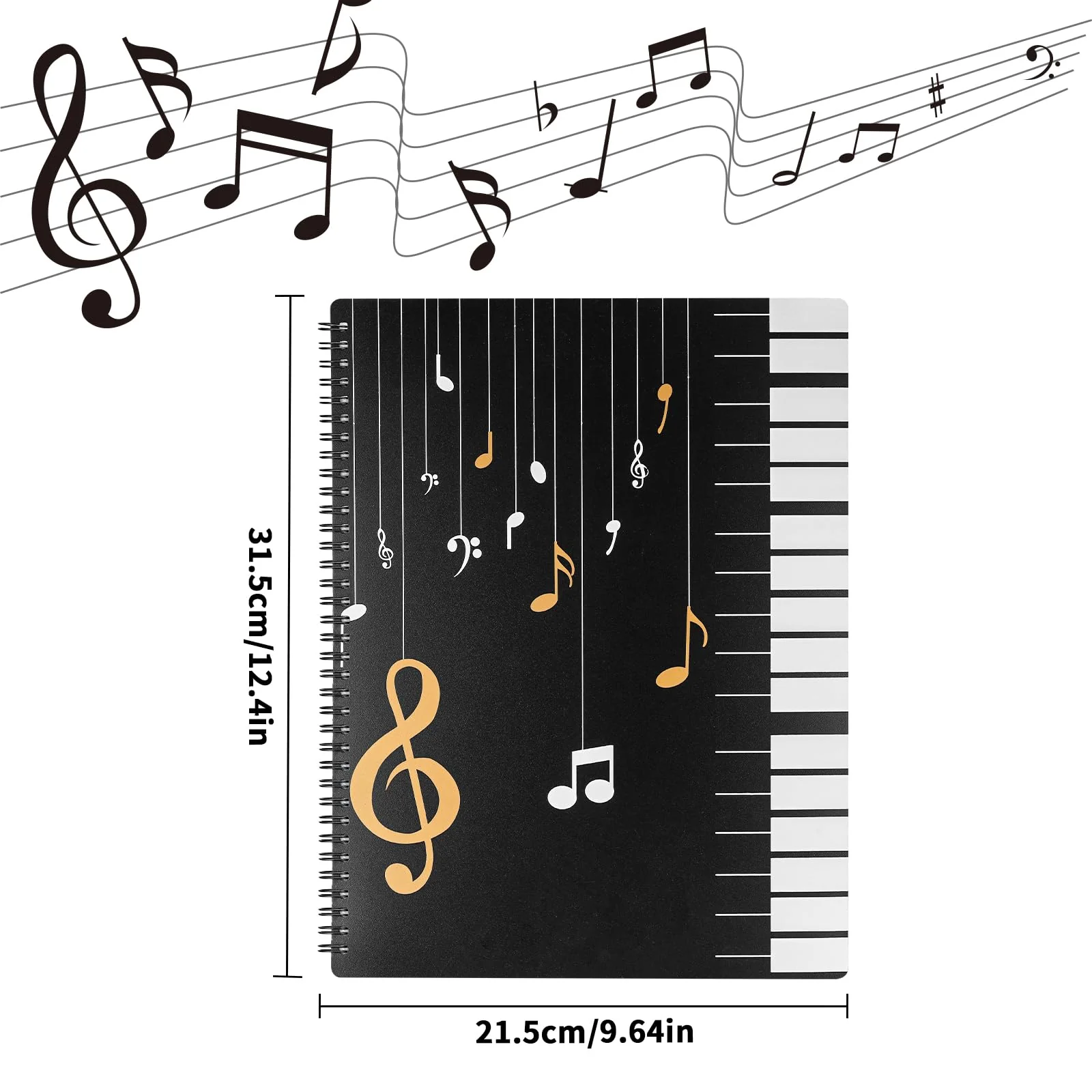 120Pages Sheet Music Folder A4, Spiral Binder Music File Folder, 8.5x11 inch Paper Documents Storage Holder Bag, Blank Plastic Concert Choral Folder - Image 2