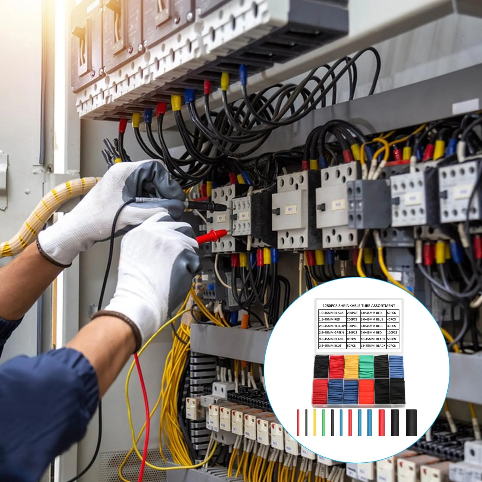 1250 Piece Heat Shrink Tube Set, Heat Shrink Tubing, 2:1 Ratio Insulation Hose, Heat Shrink Tube Assortment, Electrical Wire Cable, Heat Shrink Tube Kit, for Insulating & Repairing Cables - Image 7