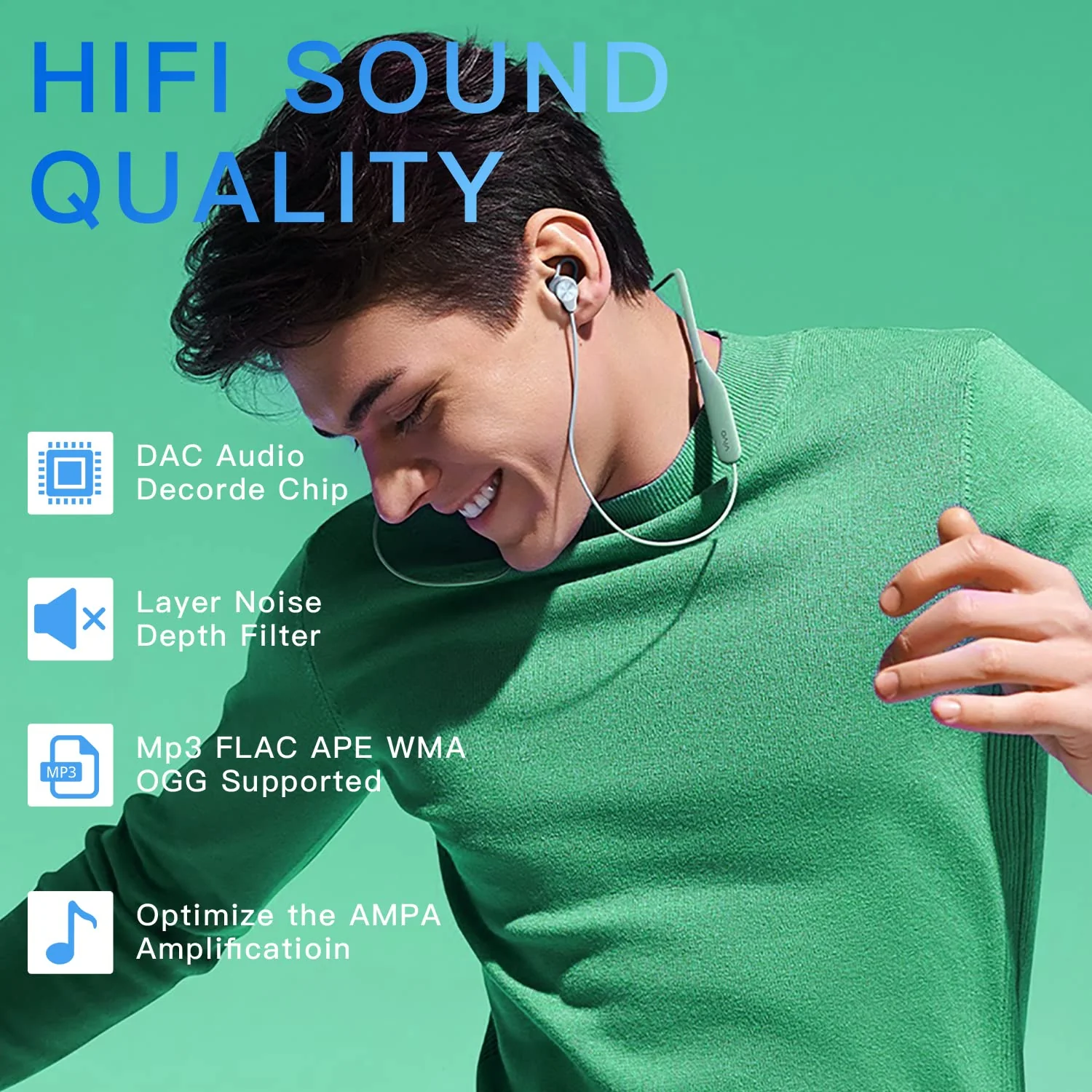 128GB MP3 Player with Bluetooth 5.2, AiMoonsa Music Player with Built-in HD Speaker, FM Radio, Voice Recorder, HiFi Sound, E-Book, Earphones Included Black - 128GB - Image 2