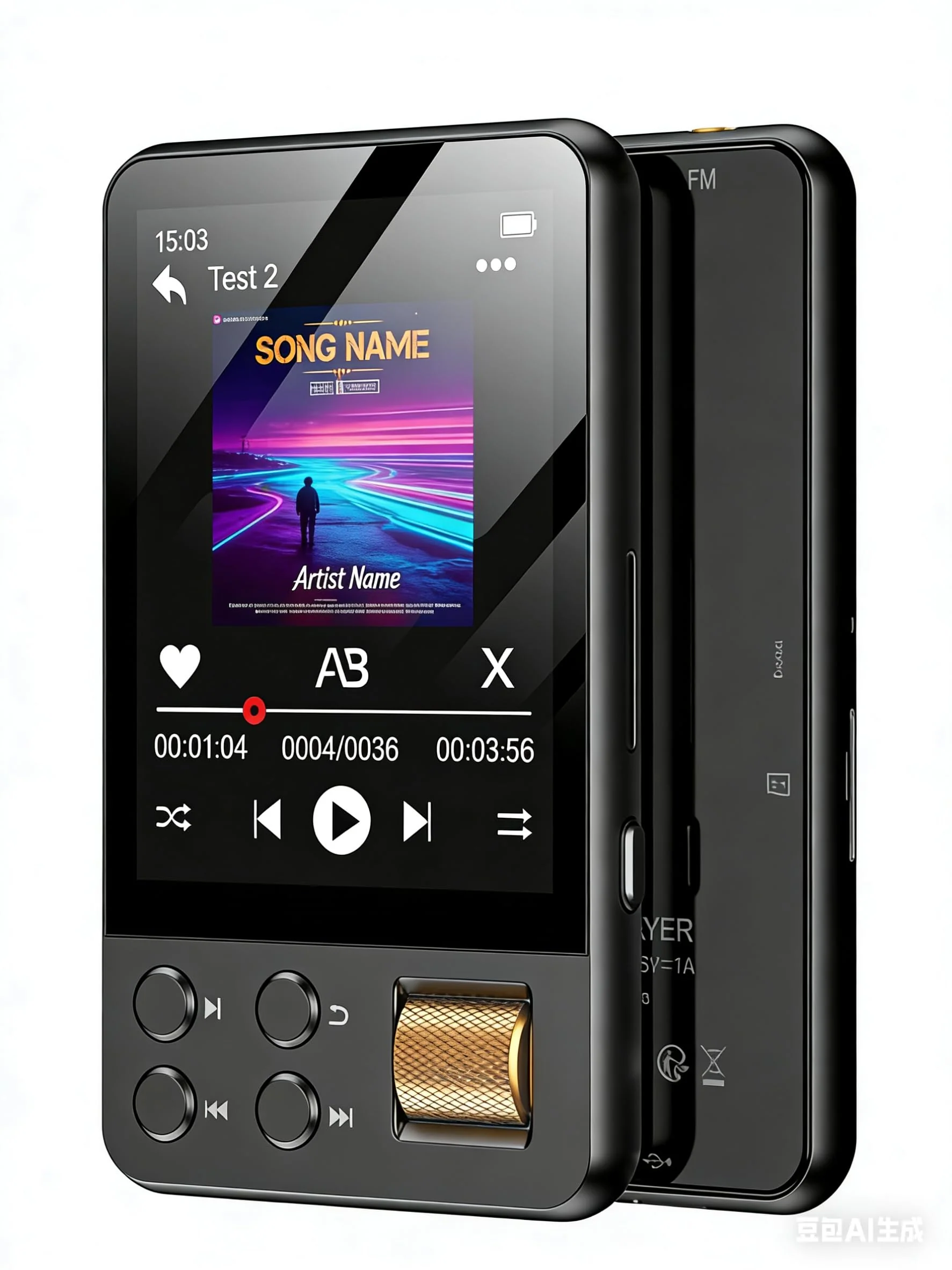 128GB MP3 Player with Bluetooth 5.3, AGXOV Music Player with Built-in HD Speaker, FM Radio, Voice Recorder, HiFi Sound, E-Book, Earphones Included 2.4''128GB