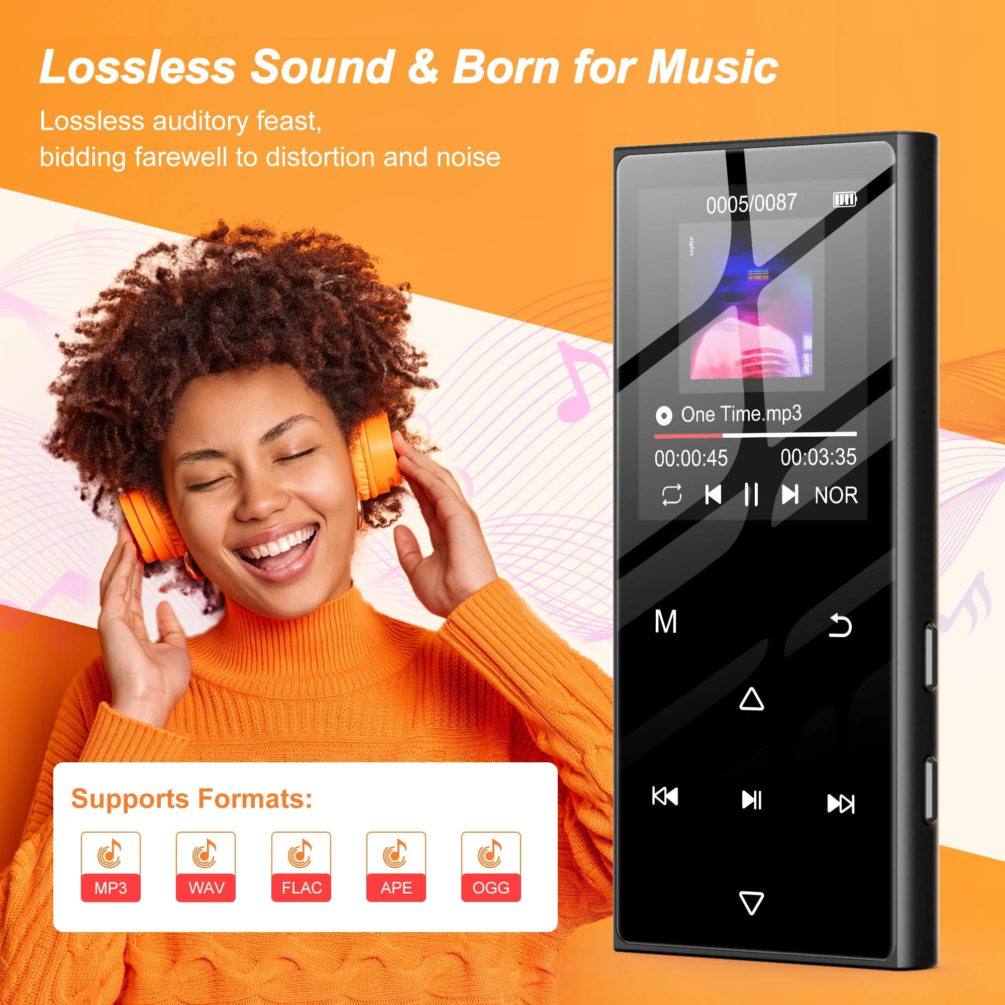 128GB MP3 Player with Bluetooth 5.3 - SWOFY D50 Music Player with Built-in HD Speaker, FM Radio, Voice Recorder, HiFi Sound, E-Book, Earphones Included - Image 6