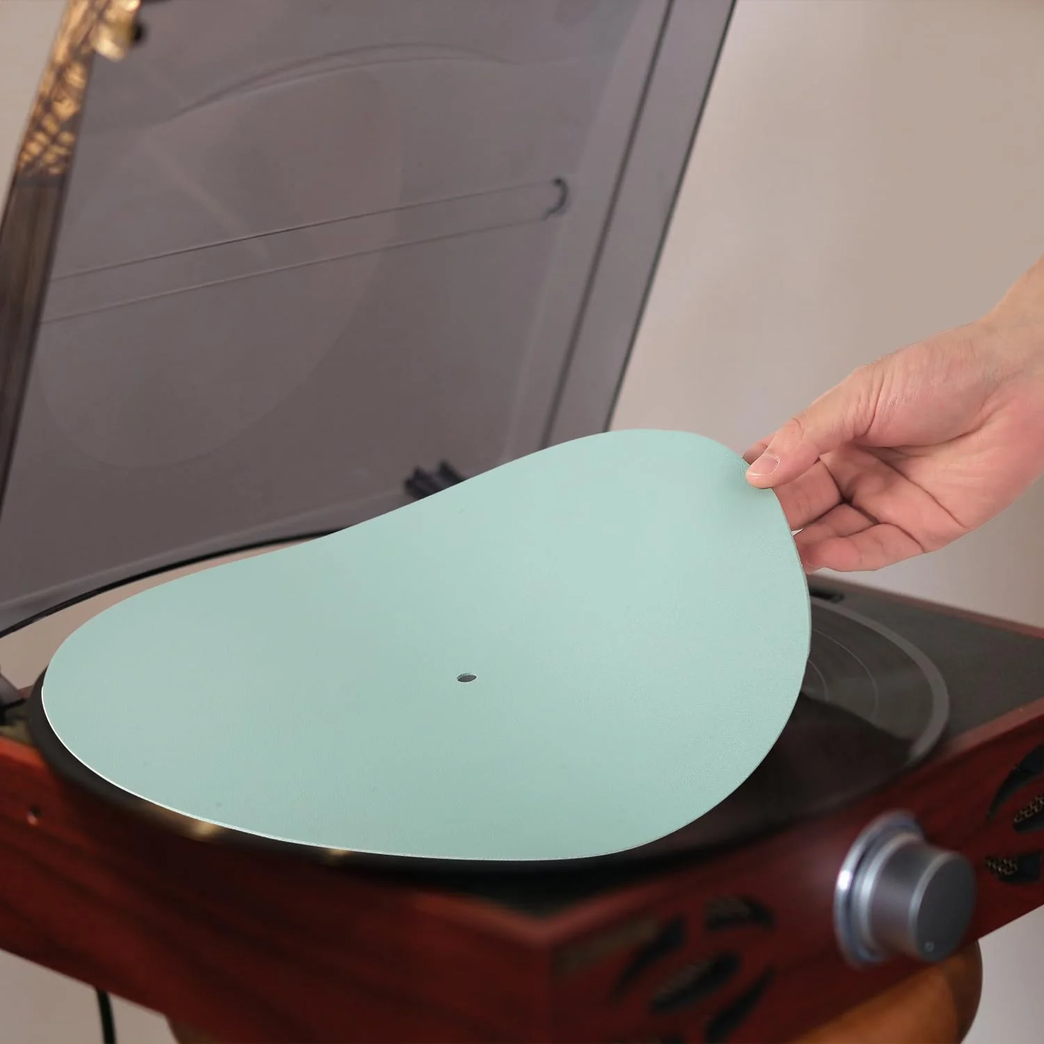 12in Turntable Platter Mat, Leather Record Player Mat Anti-Static LP Slipmat Anti-Skid Turntable Pad Vinyl Record Mat to Reduce Noise Due to Static & Dust for All LP Vinyl Record Players Home - Image 7