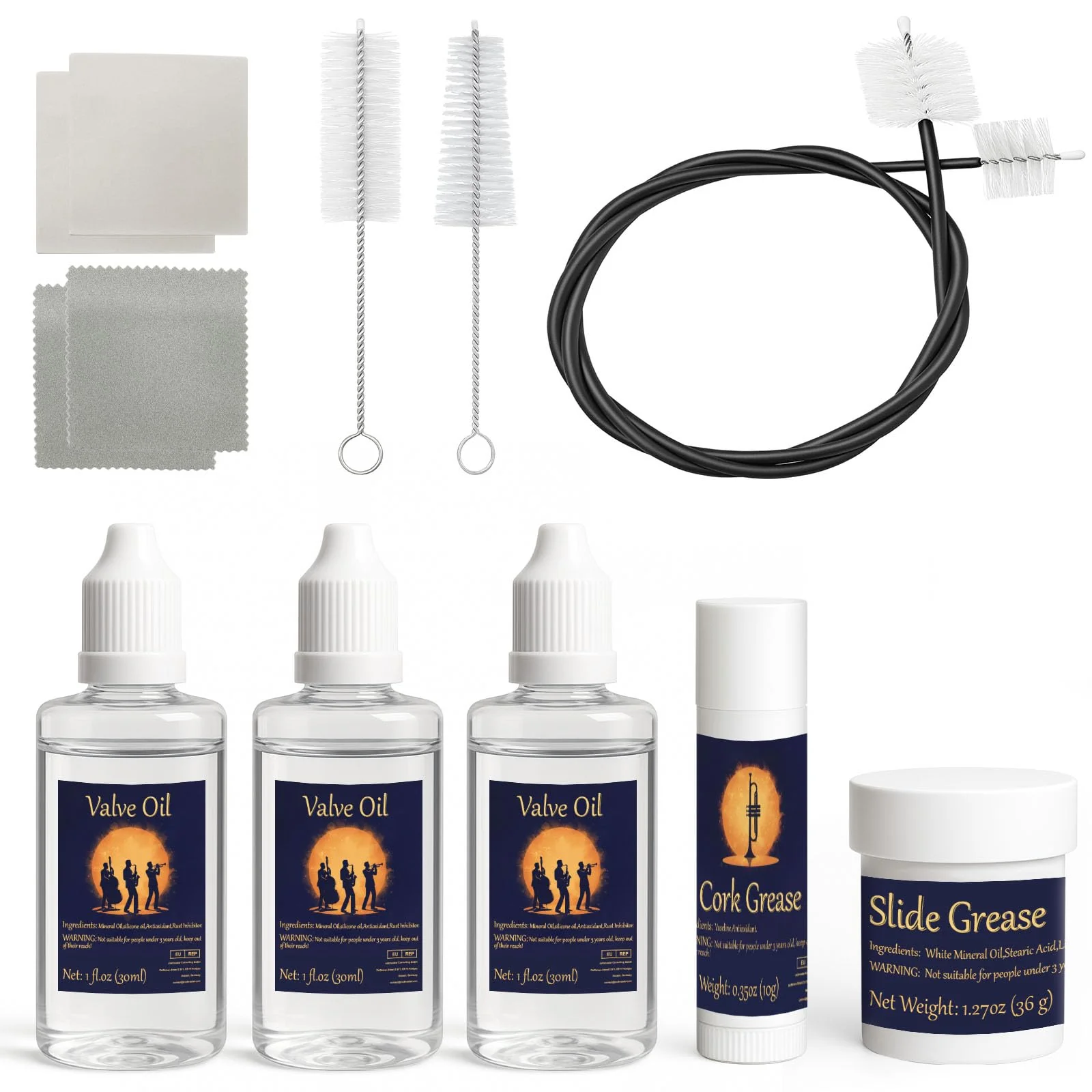 12pc Trumpet Cleaning Kit - Powerful Clean and Restores Smooth Valve Action, Maintain Trumpet and Sound Quality, Ideal Gift for Musicians