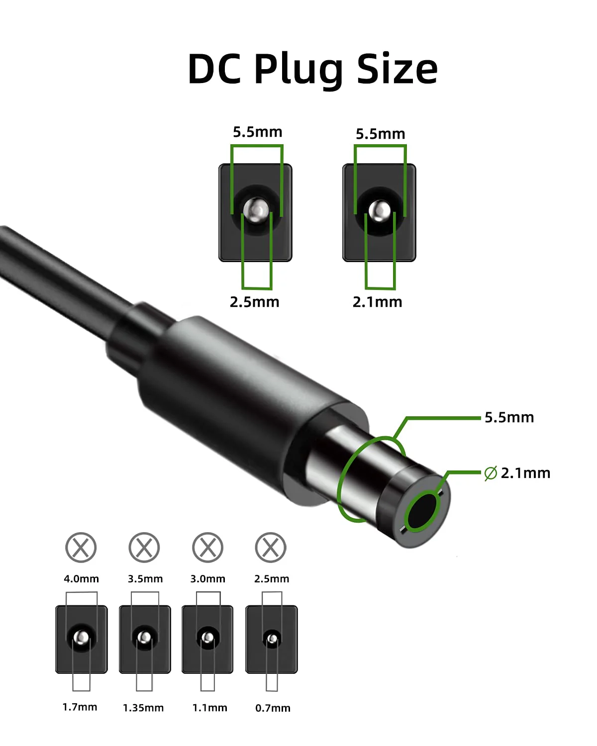 12V 1A Adapter Power Supply [12 Volts 1 Amps] 100V~240V AC to DC Plug 5.5 x 2.1mm & 2.5mm for 12volt 100mA 200mA 300mA 400mA 500mA 600mA 800mA 900mA 1000mA Equipment, Extra Long 6ft Cord - Image 2