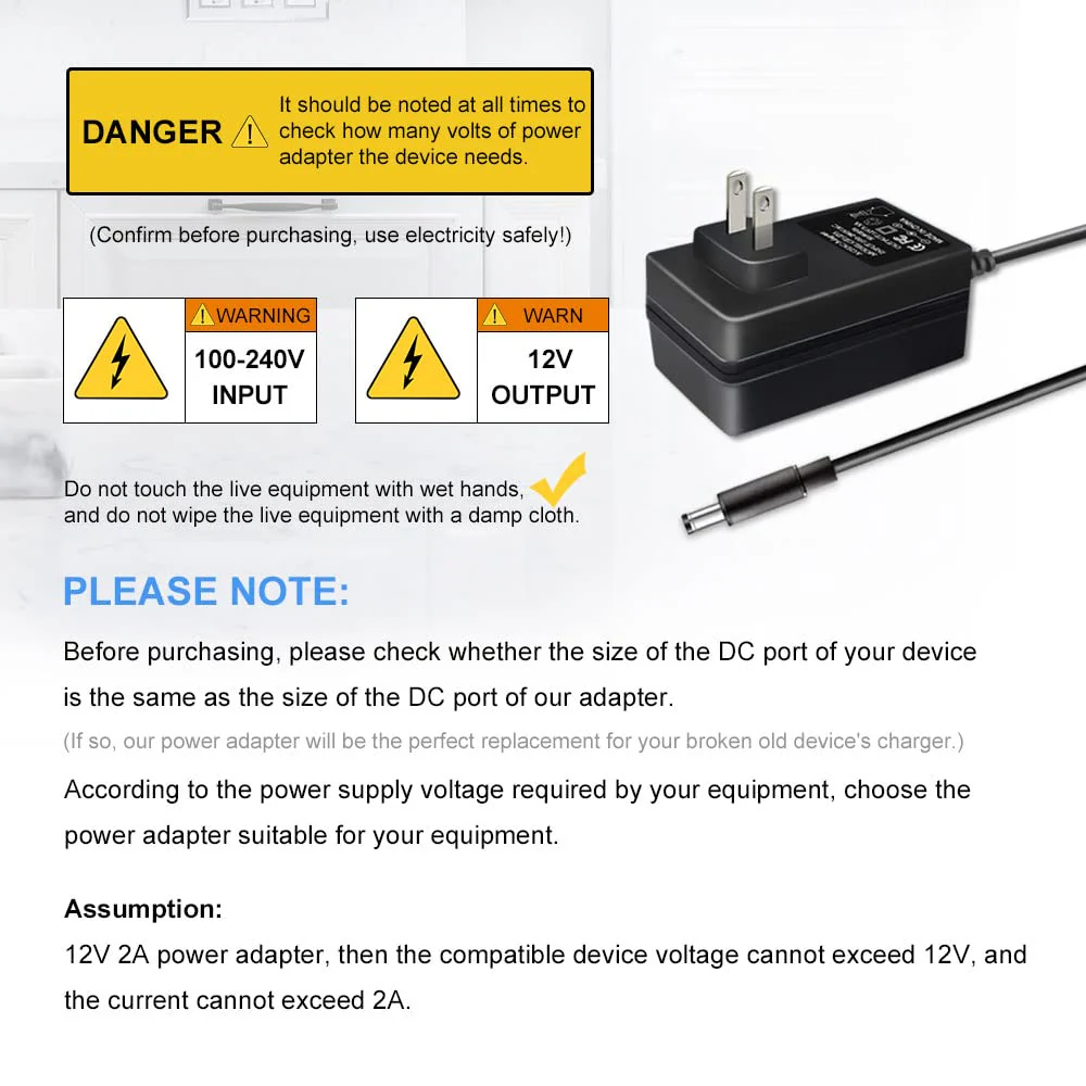 12V 2A Ac Dc Adapter for Casio Privia Power Cord, Compatible with Casio Digital Piano Keyboard AD-A12150LW, AD-A1215LW PX-130 PX-350 PX-160 PX-150 CDP-120 CTK-6000 CTK-6300 CTK-7200 Power Supply - Image 6