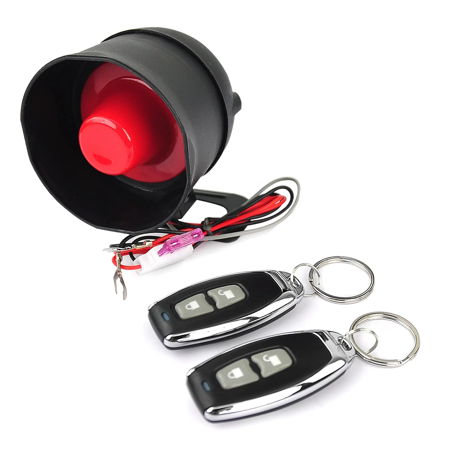 12V Car Alarm System, Anti-Theft Horn Siren with 7-Levels Sensitivity Universal Security Protection System Vehicle Alarm System with Sound