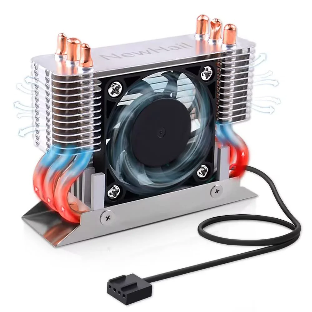 12V M.2 2280 SSD Heatsink with 40mm PWM Cooling Fan, Copper Heat Pipes and Thermal Pad, SSD Cooler for M.2 2280 NVMe & SATA SSD Only