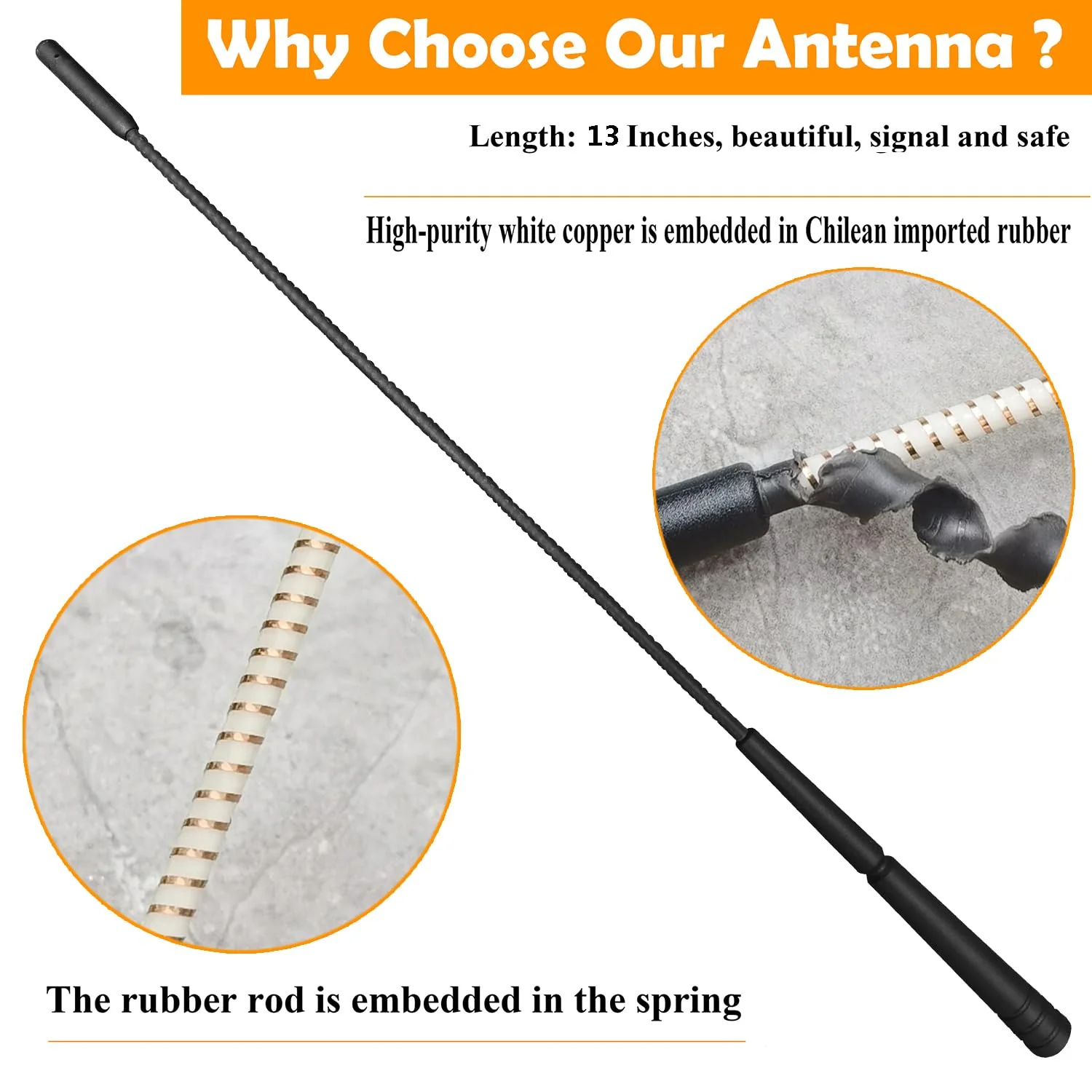 13 Inch Replacement Antenna Mast for RAM ProMaster 1500 2500 3500 (2014-2024), RAM ProMaster City (2015-2022), RAM ProMaster Flexible Rubber Antenna, Black - Image 2