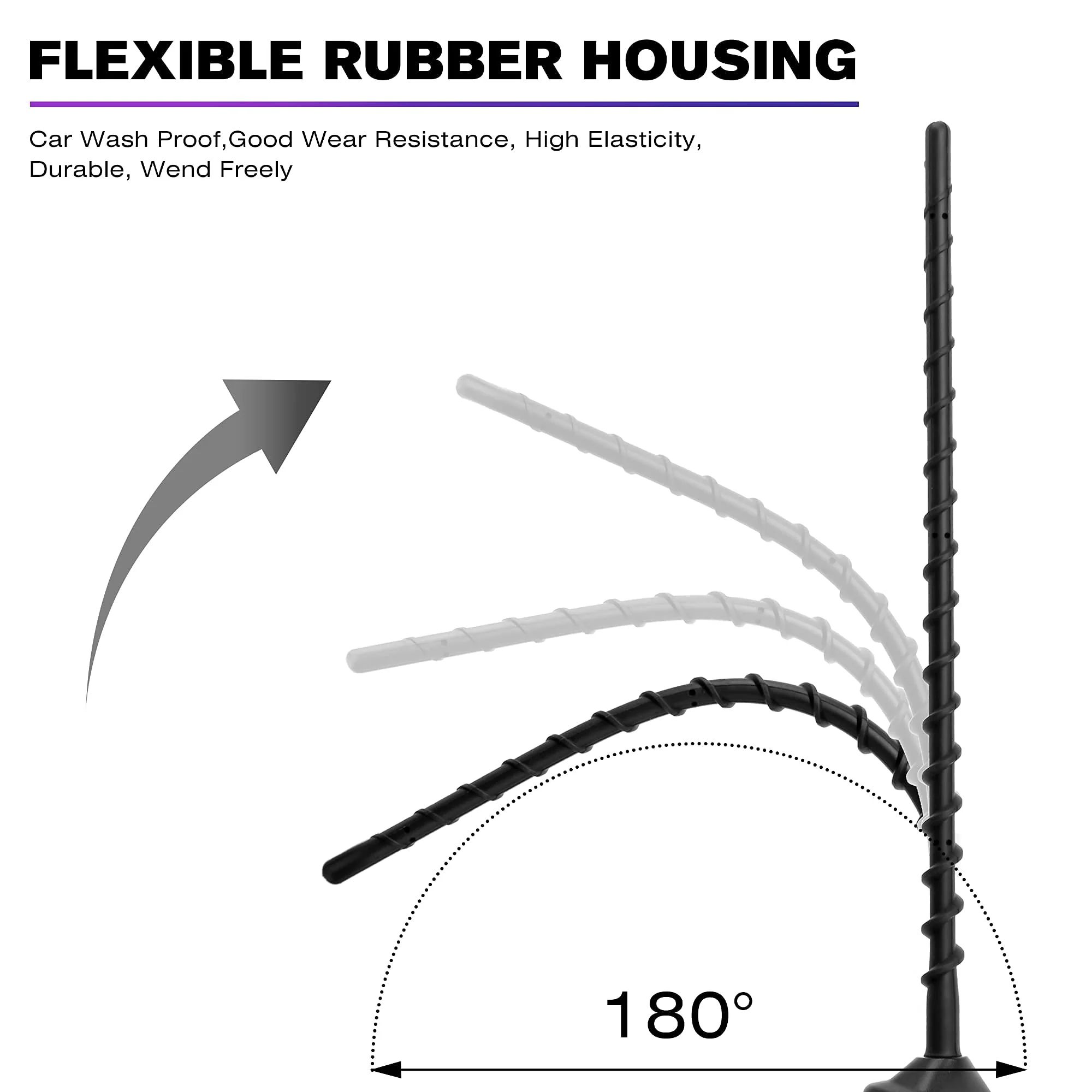 13 Inches Truck Antenna Compatible with Chevrolet Silverado 1500 2500 3500 (2007-2026) and GMC Sierra (2009-2026), Spiral Flexible Rubber Antenna, Direct Replacement Antenna (M7 Thread) - Image 4