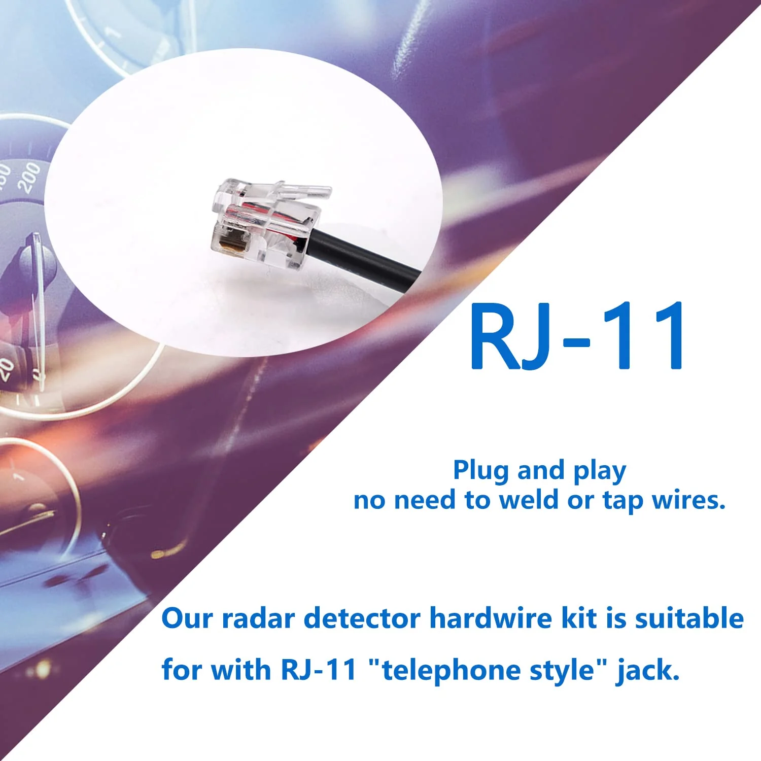 13FT RJ11 Style Radar Detector Hardwire Kit,Quick Connection Plug and Play Cord Cable Set,Include Fuse M1-Q-014 - Image 3