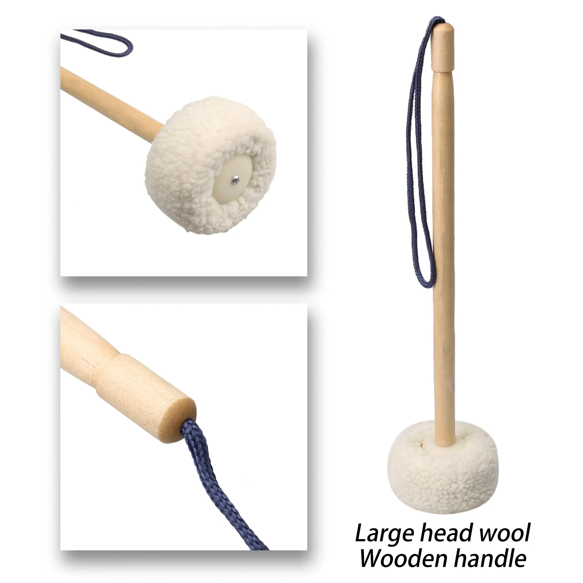 14 Inch Soft Wool Gong Mallet Felt Head Dia 80mm With Wooden Handle - Image 6