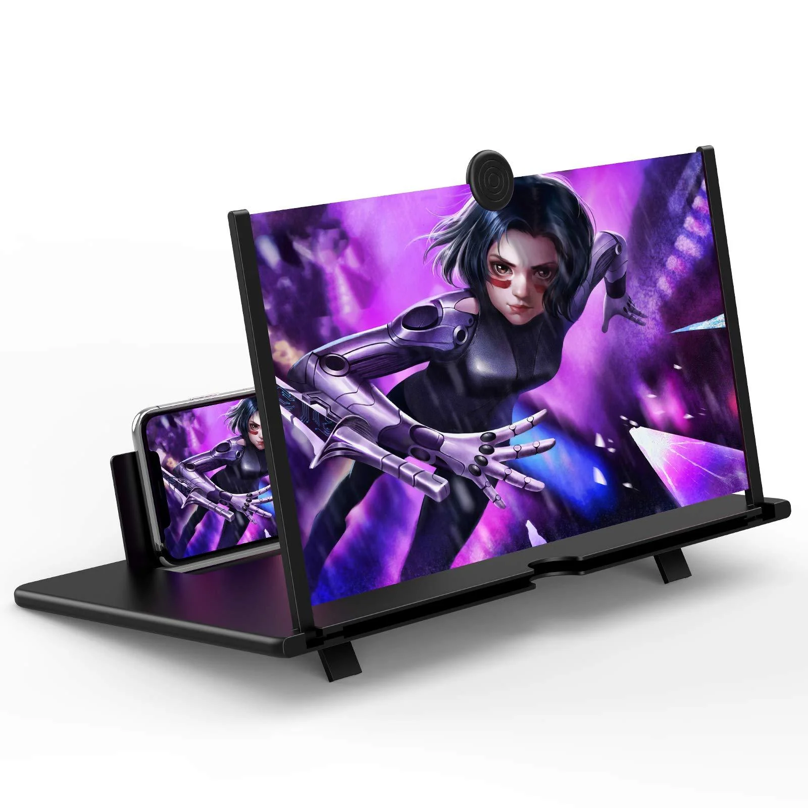 14" Screen Magnifier for Cell Phone -3D HD Magnifing Projector Screen Enlarger for Movies, Videos and Gaming ā Foldable Phone Stand Holder with Screen AmplifierāCompatible with All Smartphones (Black) Black