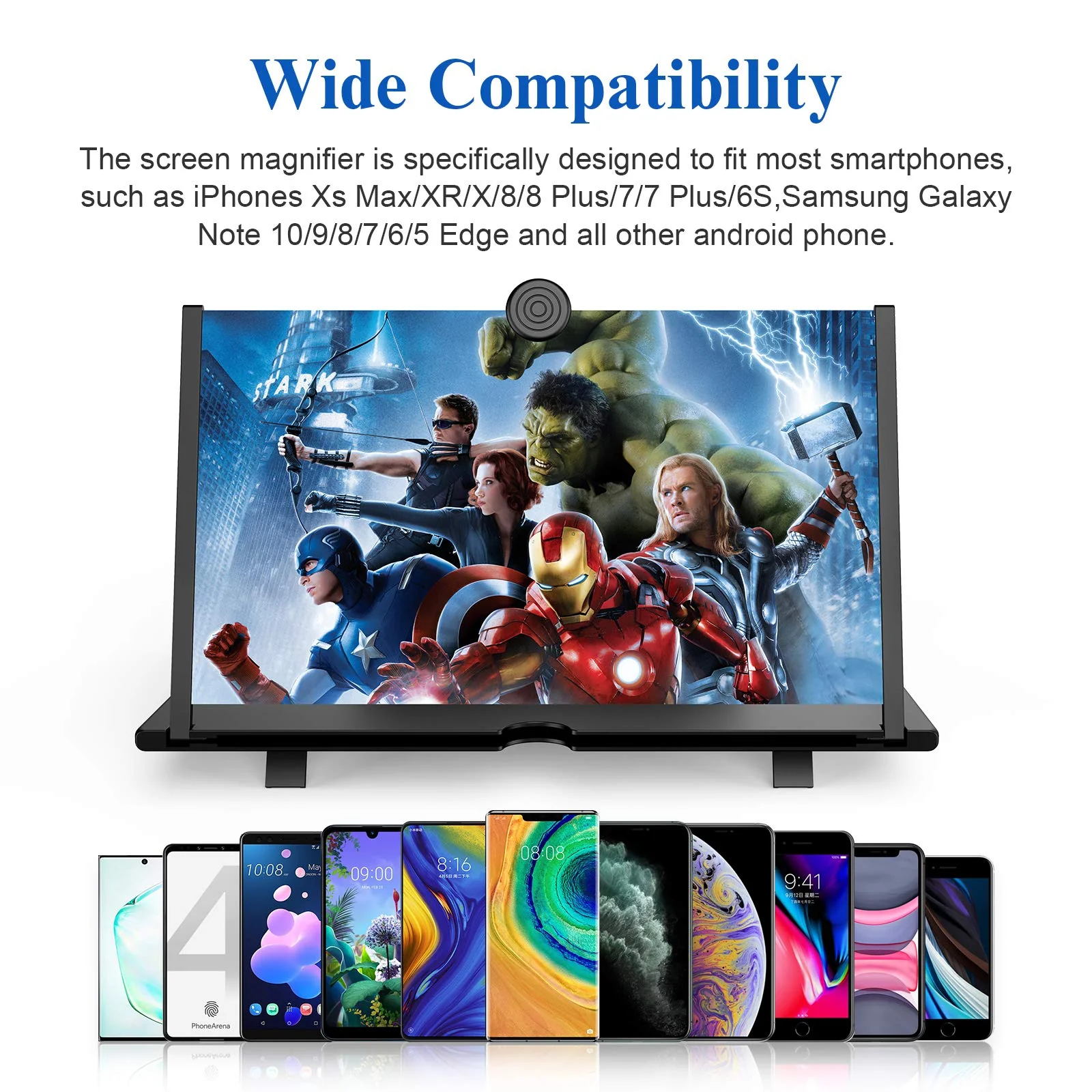 14" Screen Magnifier for Cell Phone -3D HD Magnifing Projector Screen Enlarger for Movies, Videos and Gaming ā Foldable Phone Stand Holder with Screen AmplifierāCompatible with All Smartphones (Black) Black - Image 4