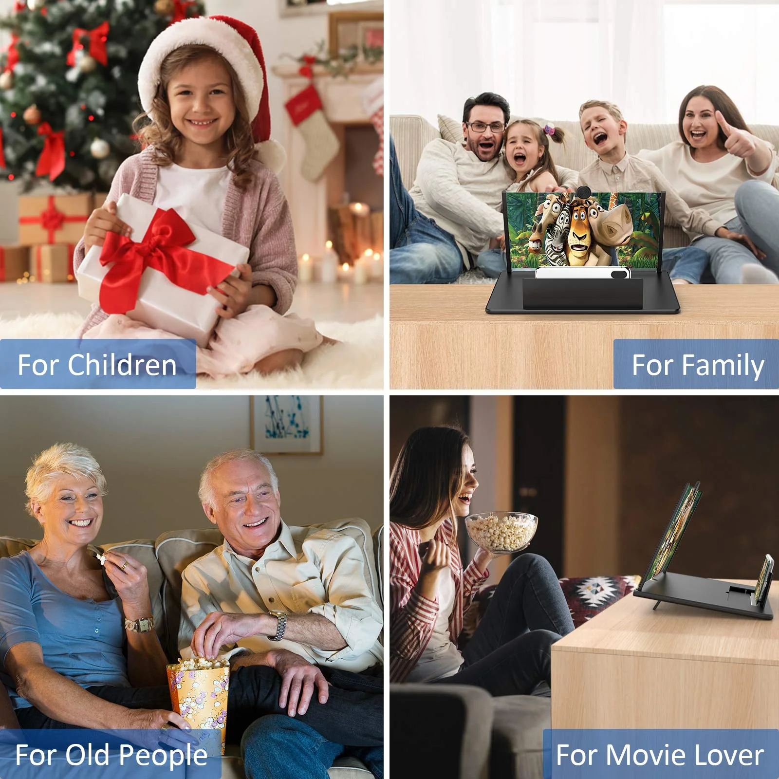 14" Screen Magnifier for Cell Phone -3D HD Magnifing Projector Screen Enlarger for Movies, Videos and Gaming ā Foldable Phone Stand Holder with Screen AmplifierāCompatible with All Smartphones (Black) Black - Image 8