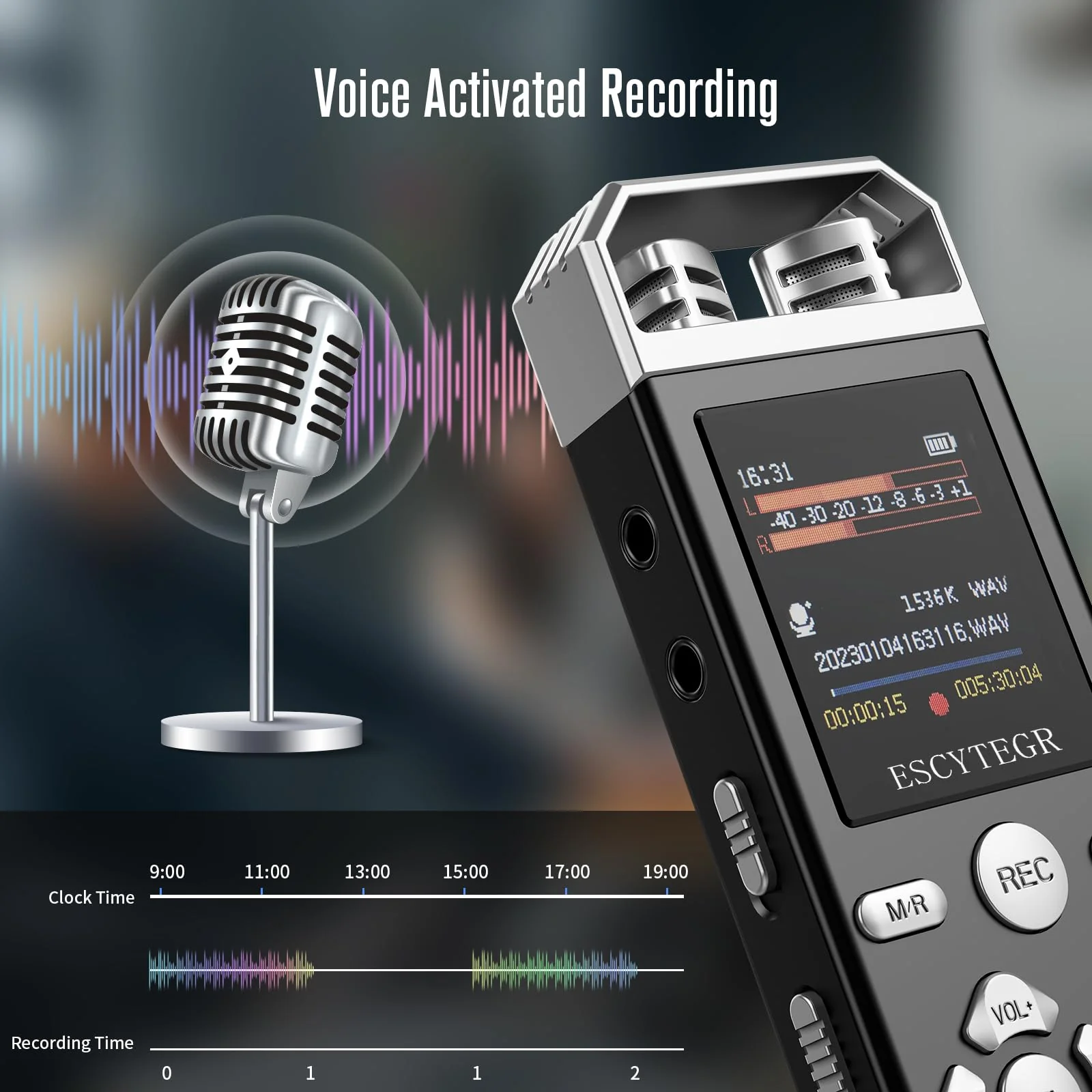 144GB Digital Voice Activated Recorder 1536KBPS Audio Voice Recorder with Playback Recording Device Dictaphone Sound Tape Recorder with Password Protection for Lectures,Meetings 144GB - Image 2