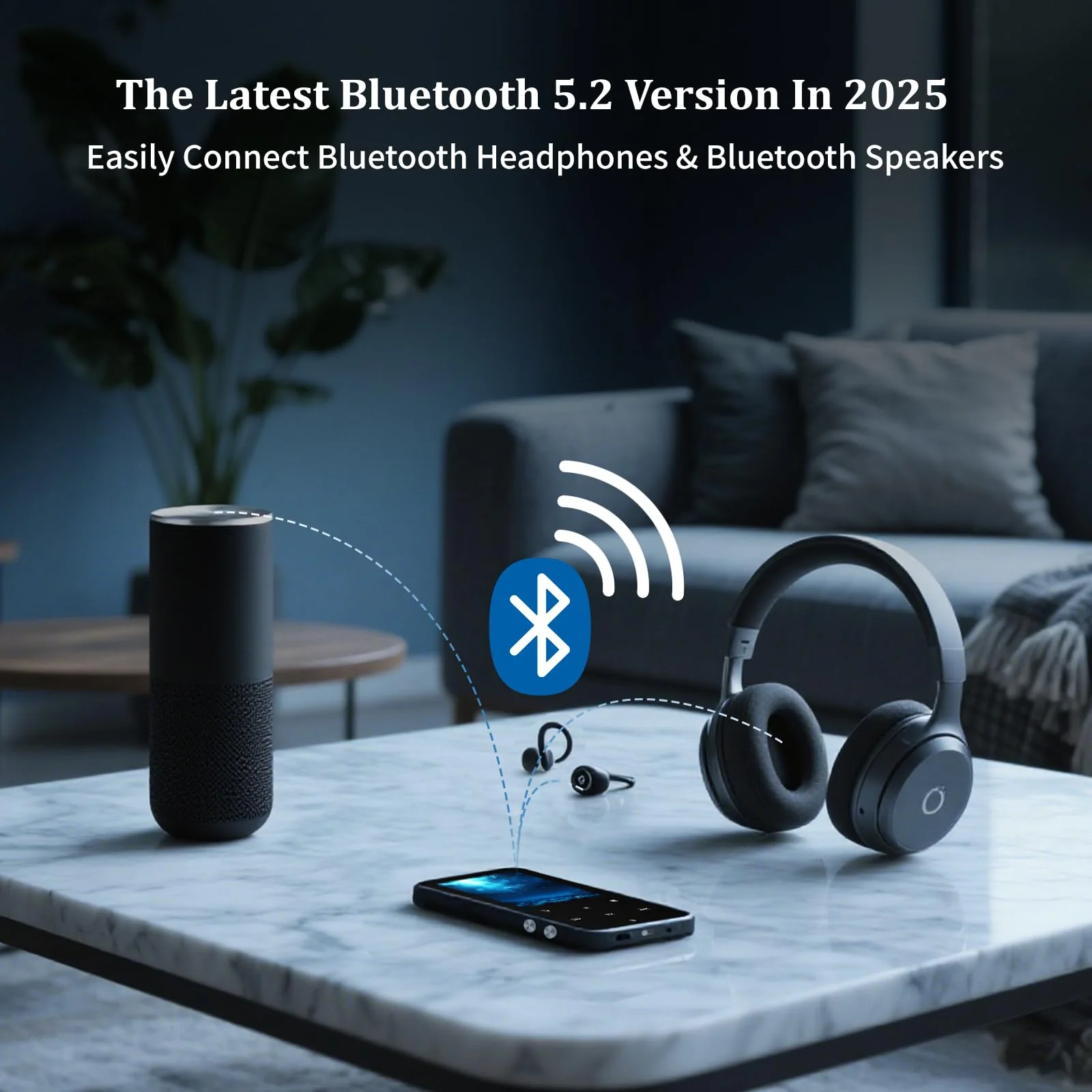 144GB MP3 Player, Bluetooth 5.2 Music Player, HiFi Sound Digital Music, Built-in HD Speaker, FM Radio, Voice Recorder, Earphones Included, MP3 Player for Friends, Kids, Students, Seniors (Black) Black - Image 4